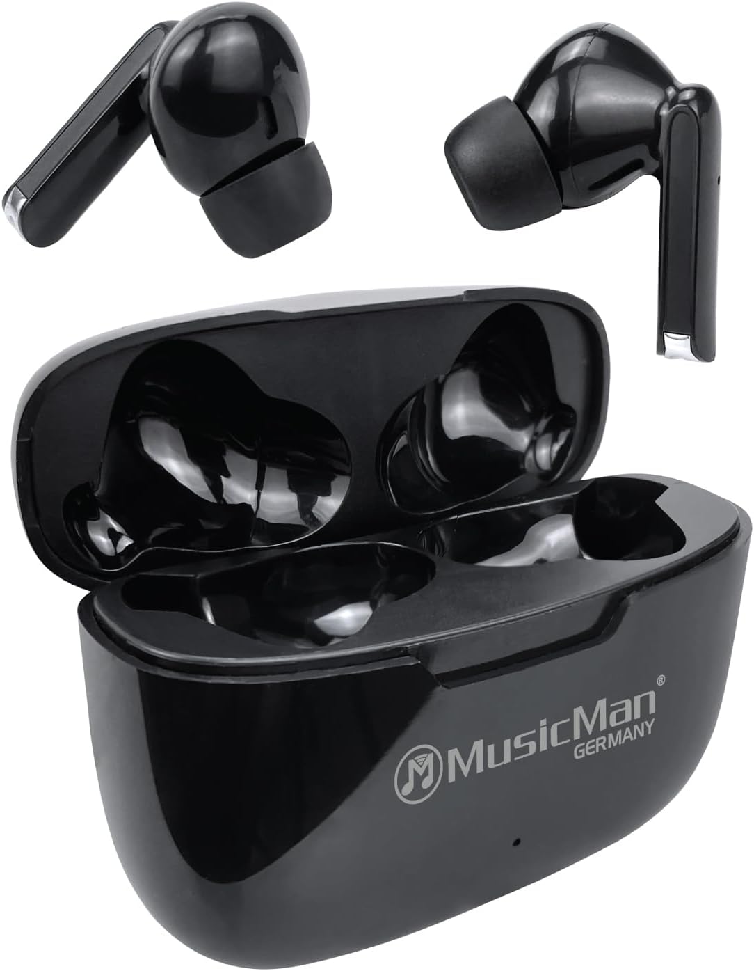 Detalle de MusicMan Bluetooth In-Ear Kopfhörer mit Ladebox – True Wireless BT-X63 (Schwarz) – 16 h Wiedergabe