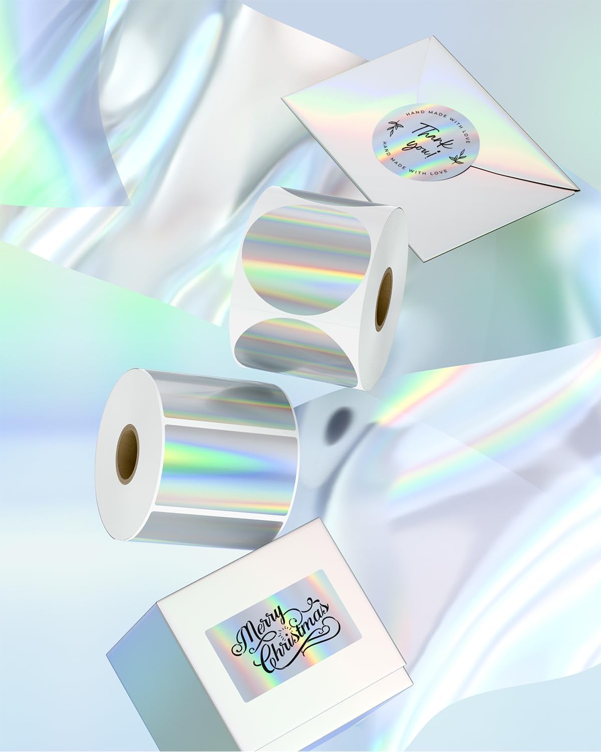 Detalle de MUNBYN holographic thermal labels 400
