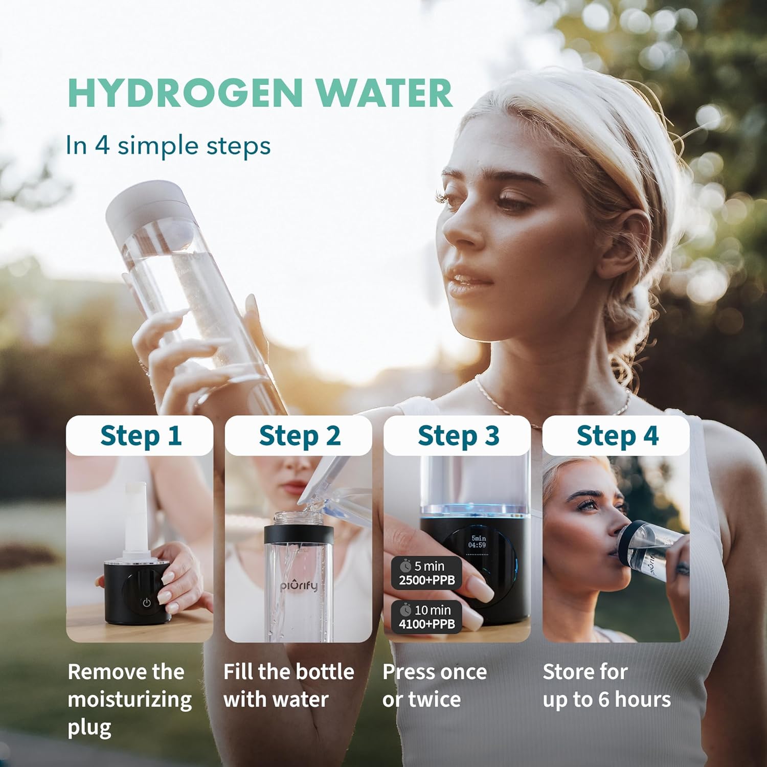 Thumbnail 3 de PIURIFY Hydrogen Water Bottle 10 oz 💧