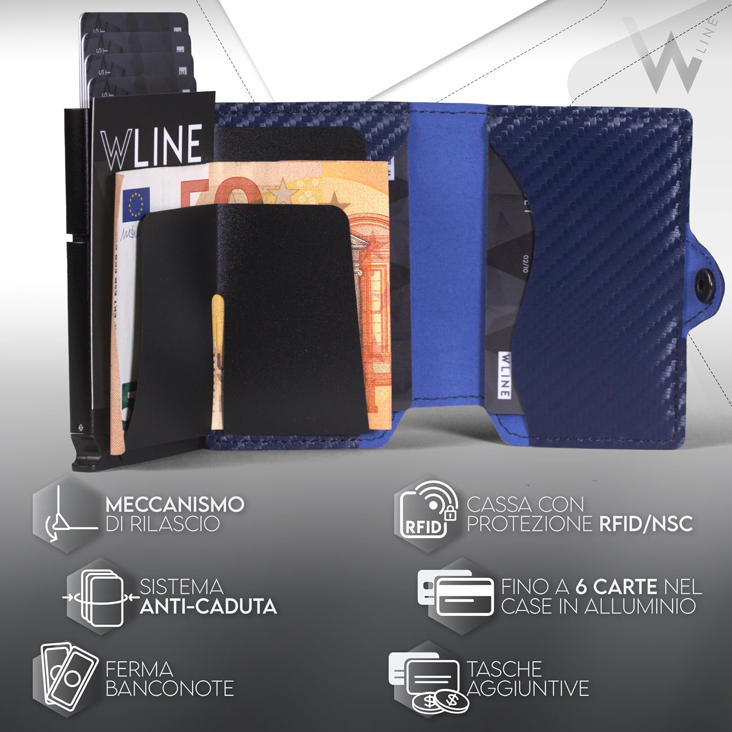 Thumbnail 4 de WLine Portafoglio Slim con Portamonete RFID 1,5 cm