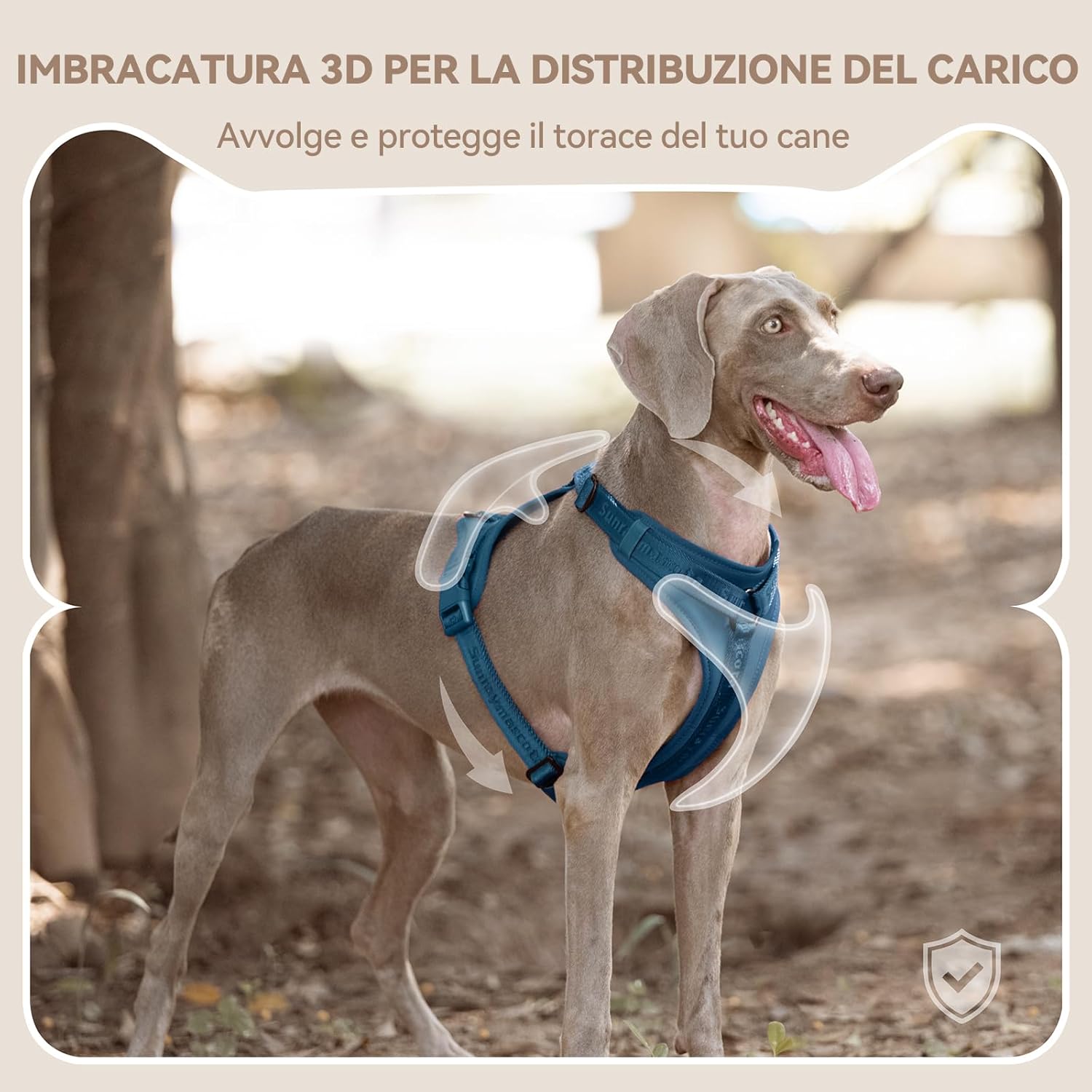 Thumbnail 4 de Sunraymascota imbracatura per cani con imbottitura in Lycra, rete traspirante e taglia regolabile (Blu di Prussia, S)