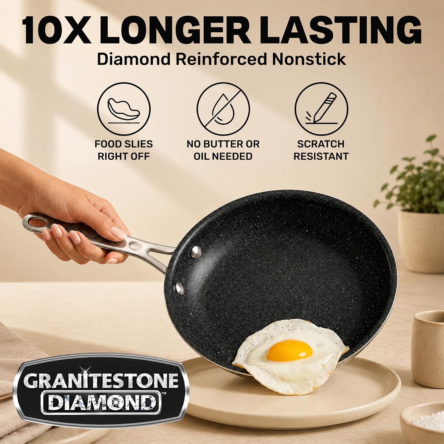 Detalle de Granitestone 20 Pc Complete Pots and Pans Set – Nonstick, Oven & Dishwasher Safe