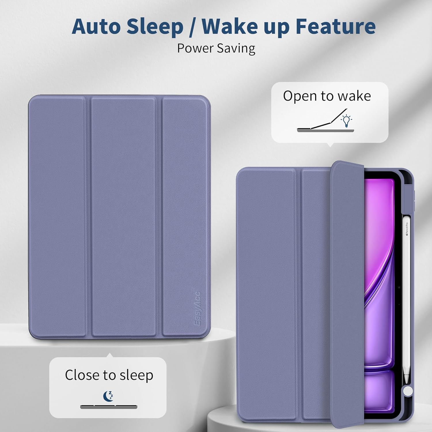 Thumbnail 4 de EasyAcc Hülle für iPad Air 11 Zoll (M4/M3/M2, 2026/2025/2024) & iPad Air 4/5 mit Stifthalter – Hell Lila