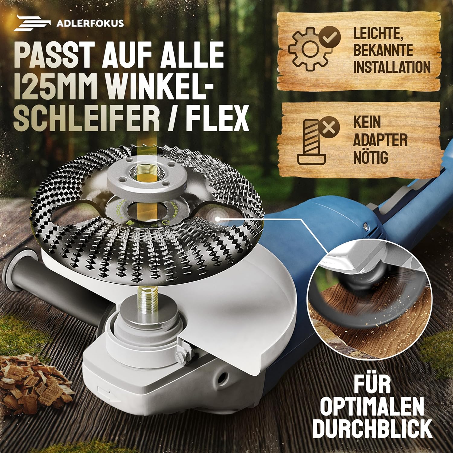 Thumbnail 1 de Adlerfokus Holz Schleifscheibe 125mm Set – Winkelschleifer, EXTRA SCHARF