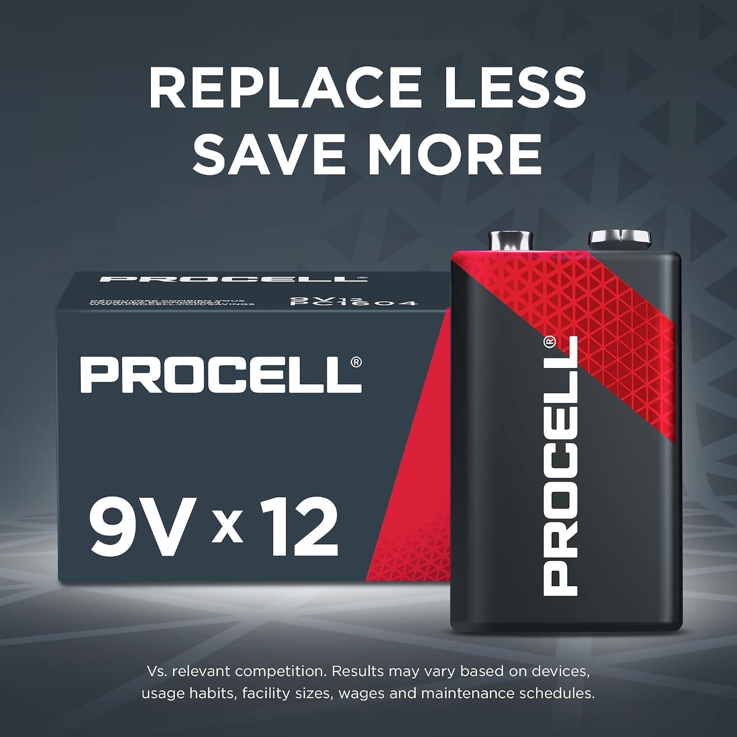 Detalle de PROCELL 9V Long-Lasting Alkaline Batteries (72 Pack) – 5-Year Shelf Life for Professional Devices