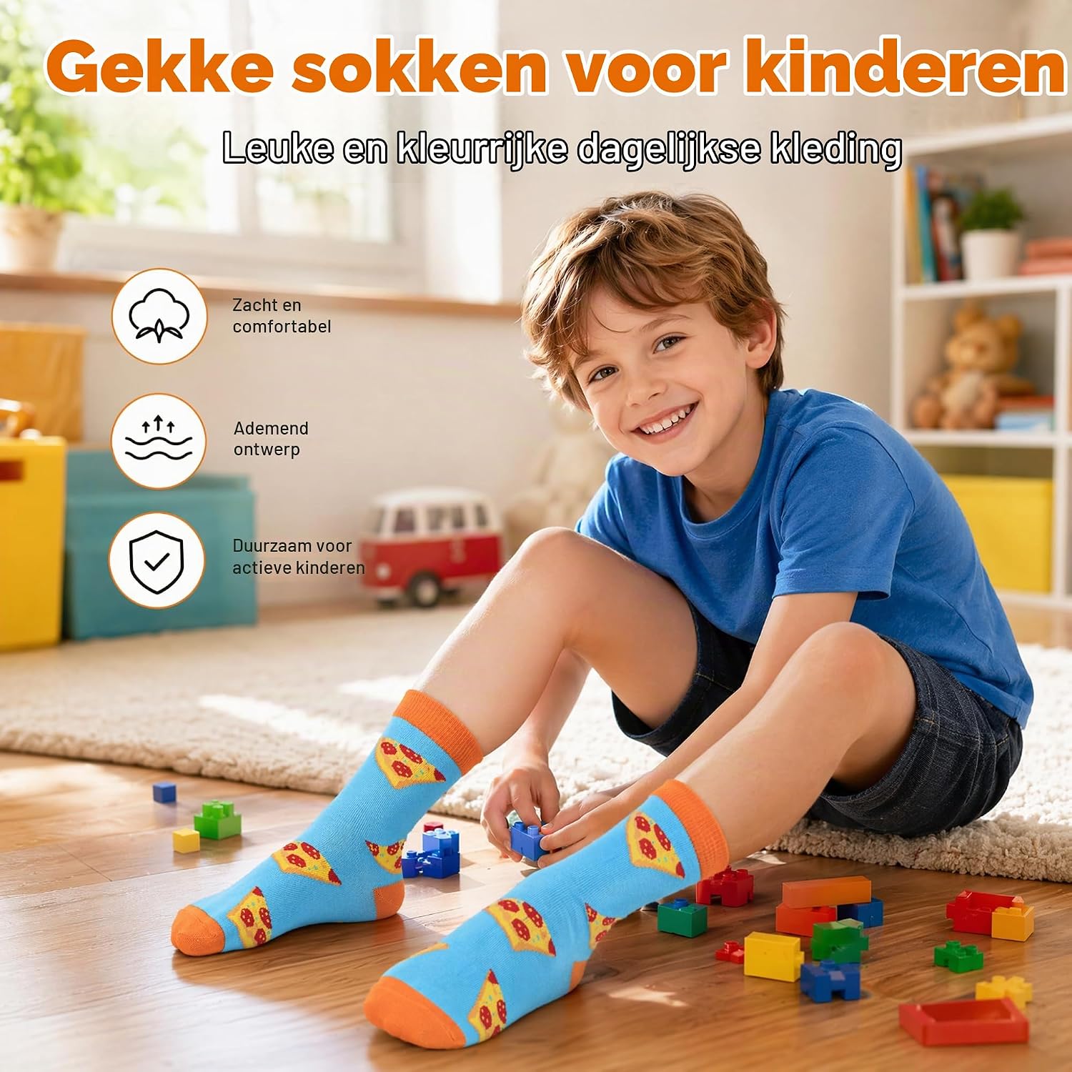 Detalle 2 de BISOUSOX BISOUSOX-BOYS kindersokken van katoen, ademend en comfortabel