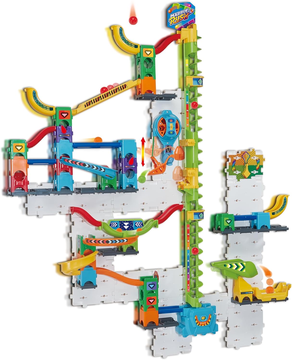Detalle 2 de VTech Marble Rush Free Fall Vertical Set – Vertical Construction for Kids (93 Building Pieces, 10 Marbles)