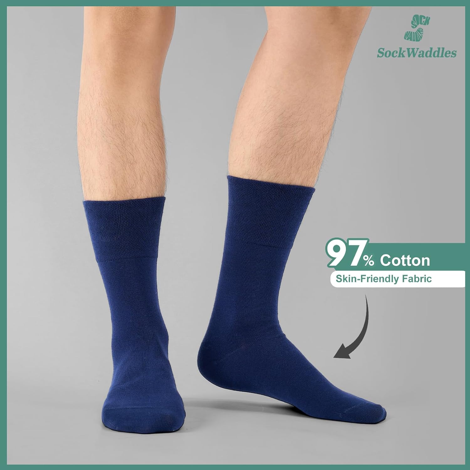 Detalle 2 de SockWaddles Diabetic Socks for Men & Women, 6 Pairs – Soft Top, Seamless Toe, Loose Fit (Multicolor, UK Size 9–11)