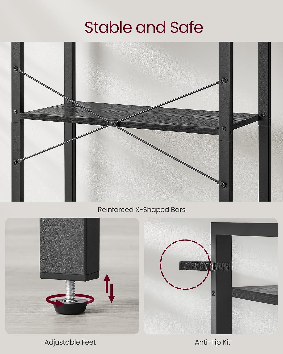Detalle 1 de VASAGLE Bookshelf, 5-Tier