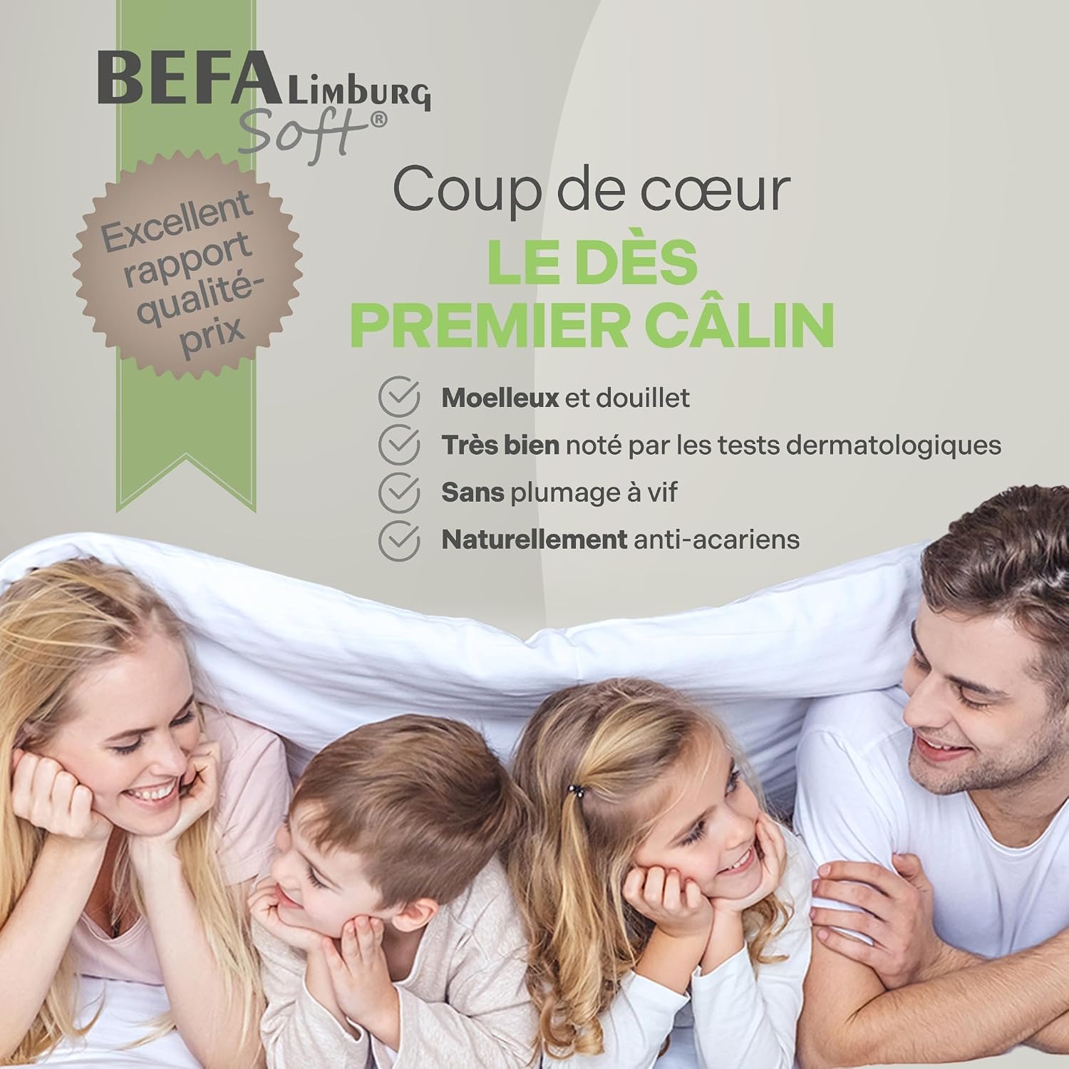 Thumbnail 5 de BEFA SOFT couette en plumes 90% + duvet 10% toute l’année 155x220 cm