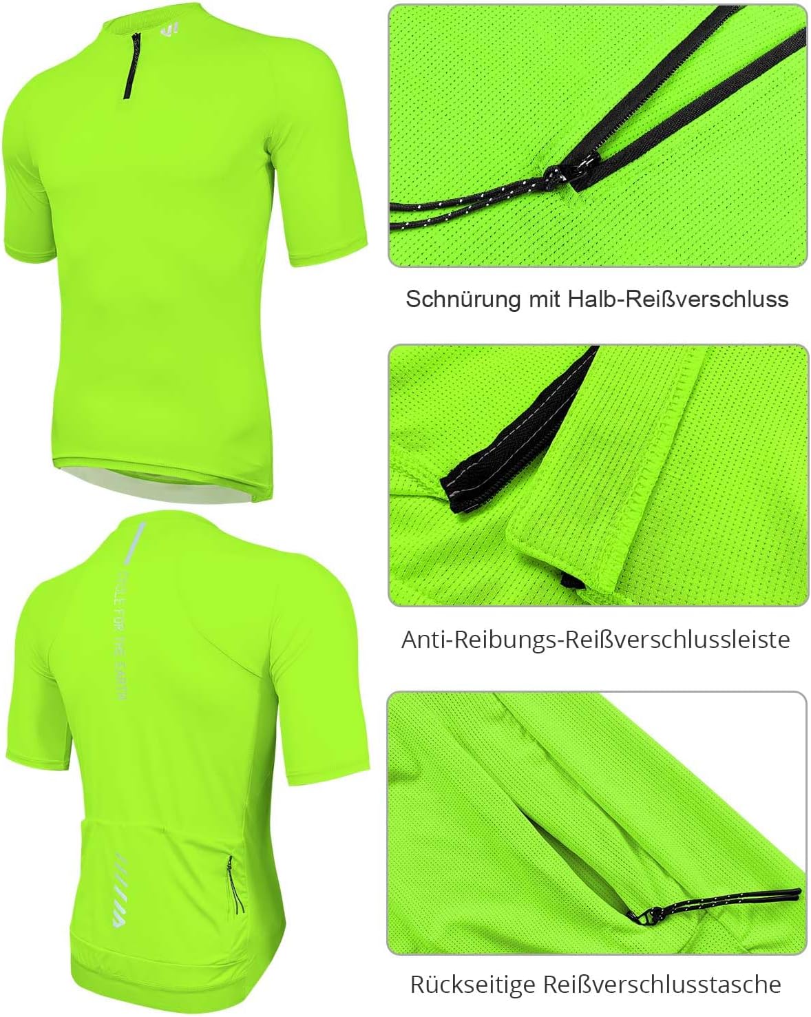 Thumbnail 3 de Wulibike Rennrad Trikot Herren Kurzarm – 3+1 Rückentaschen, Reißverschluss mit Zugband, Feuchtigkeitsableitung