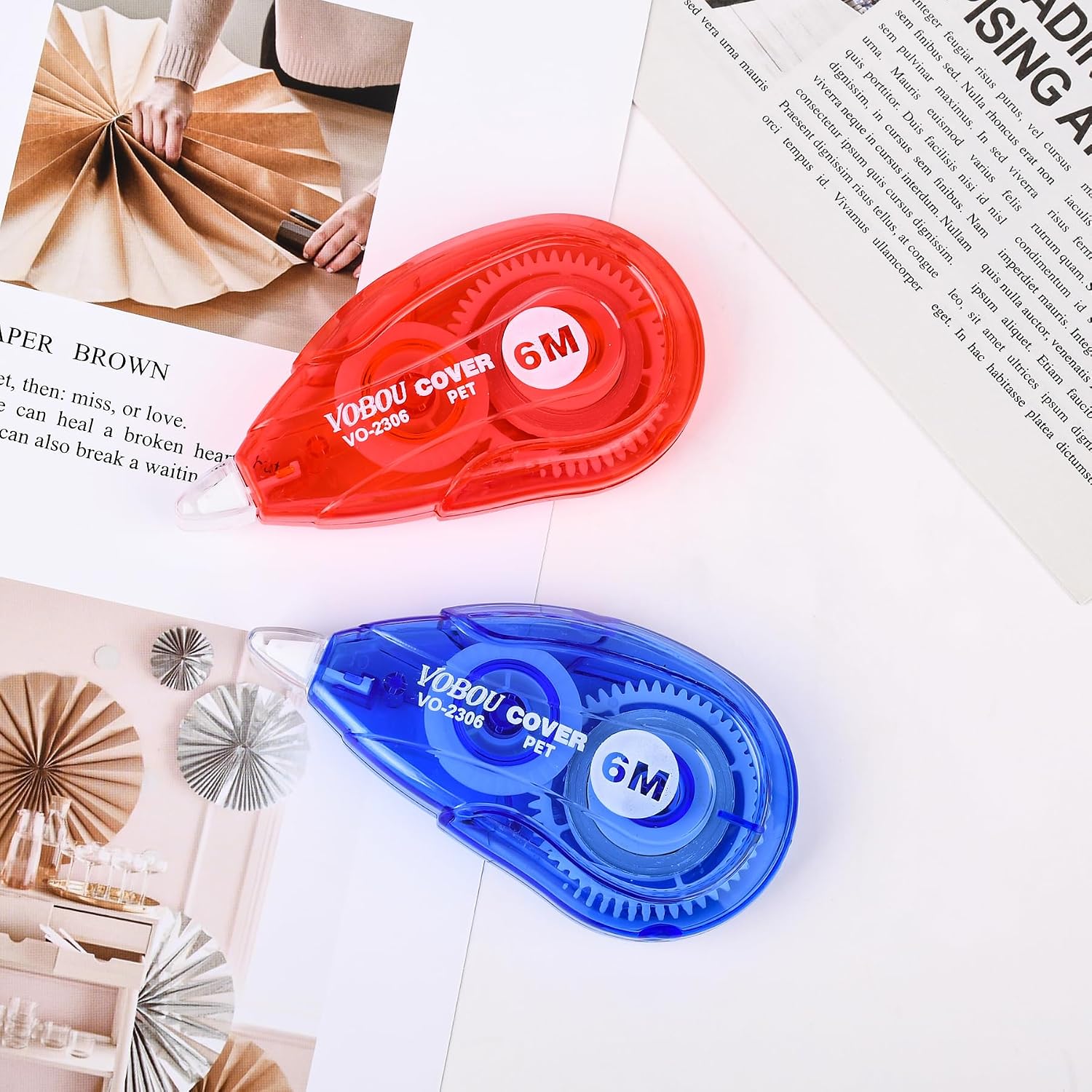 Detalle de Vobou vo2023280102306563 Correction Tape, 12-Pack, 6 m x 5 mm