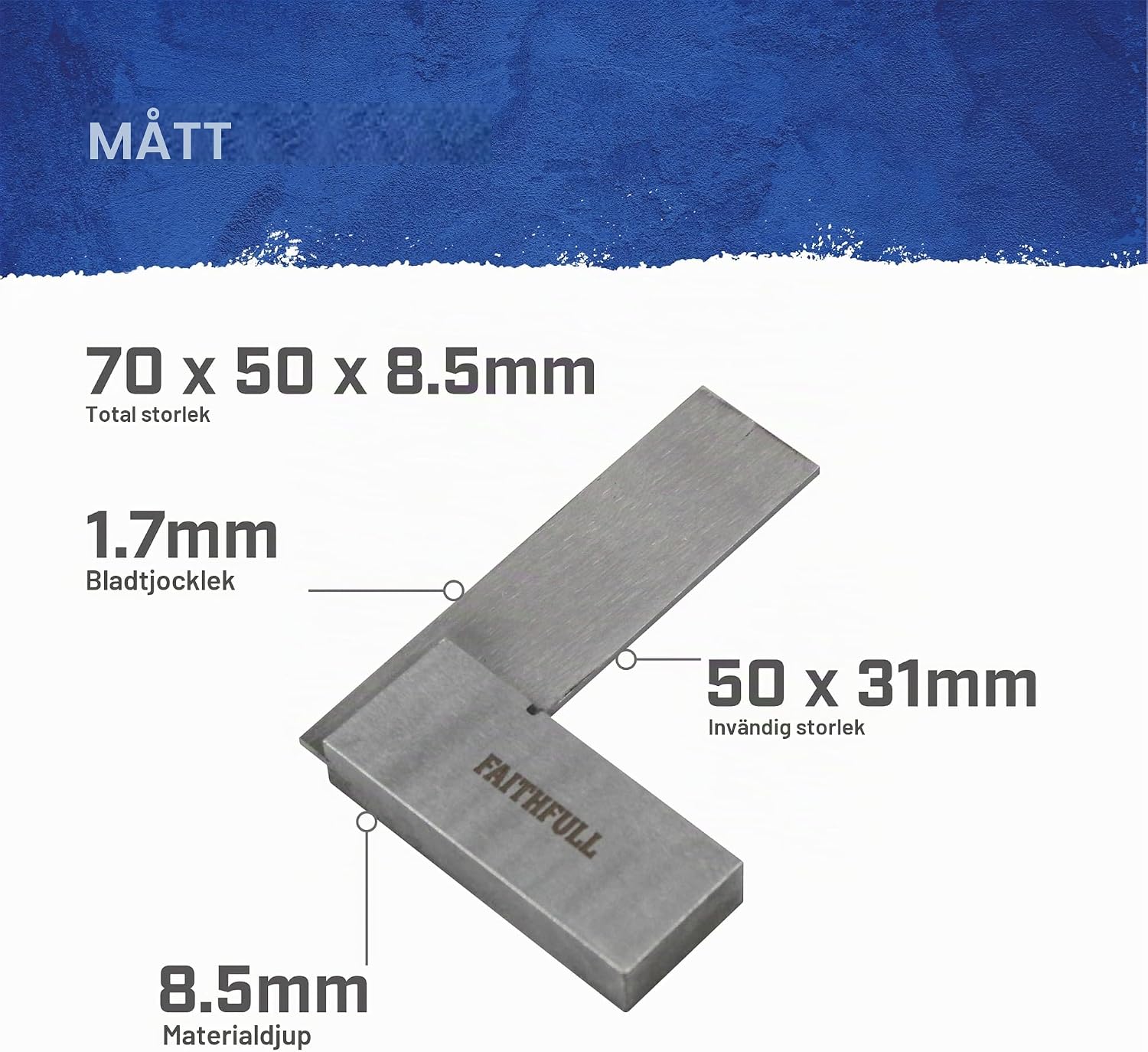 Detalle 2 de Faithfull FAIES2 ingenjörsvinkel 50 mm med precisionsslipat, härdat stålblad