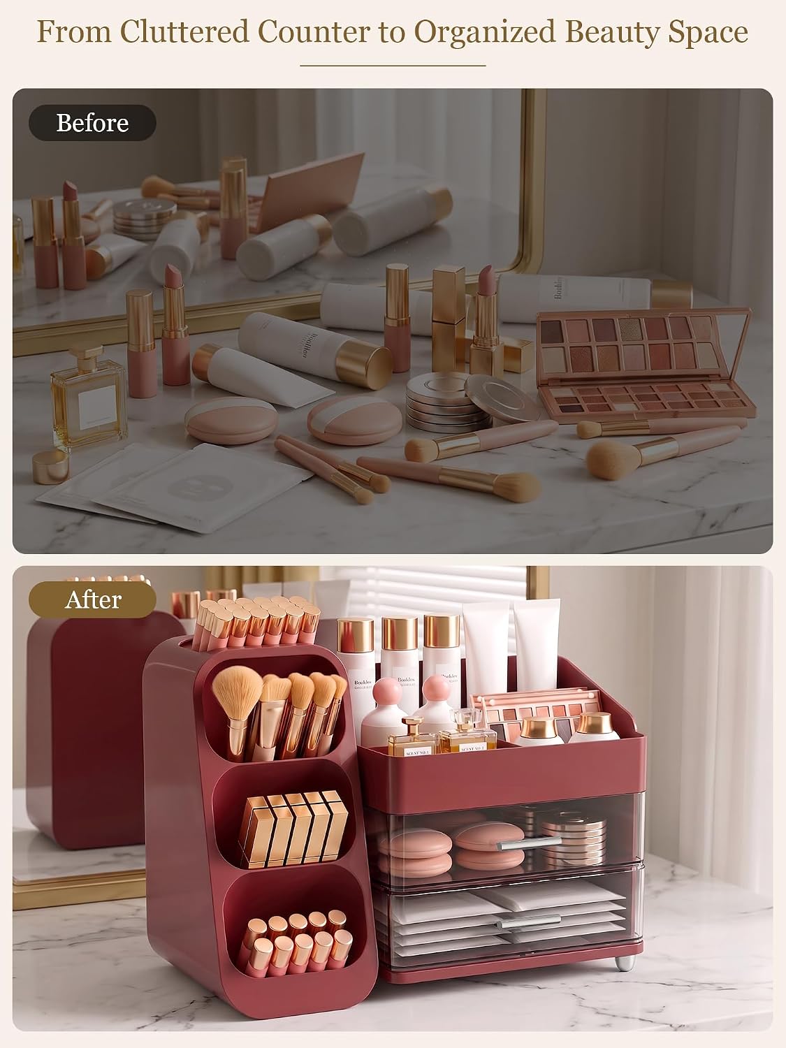 Thumbnail 6 de Red Makeup Organizer with Drawers 6‑Compartment