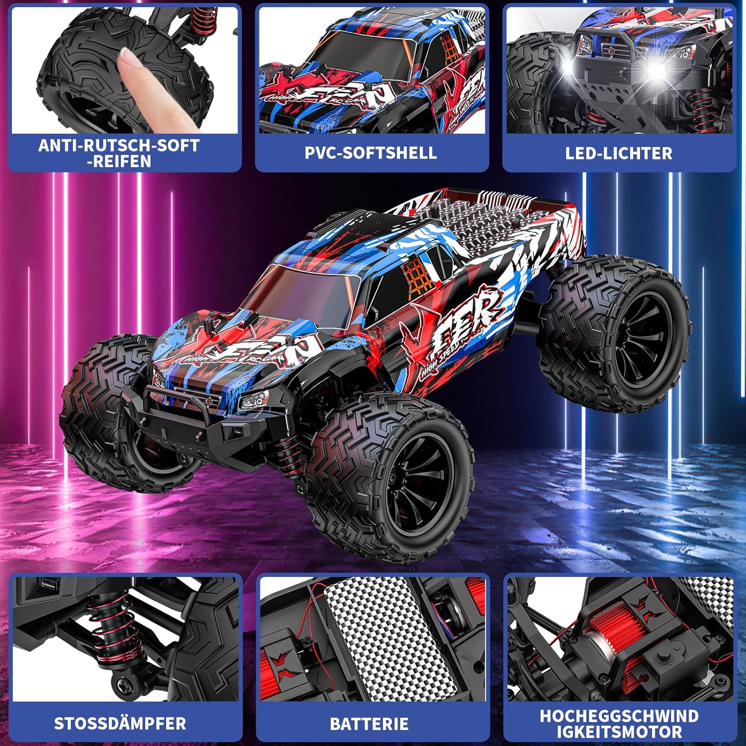Thumbnail 2 de EVARY Auto telecomandata 1:16 – Monster Truck RC 40 km/h, 2,4 GHz, 4WD