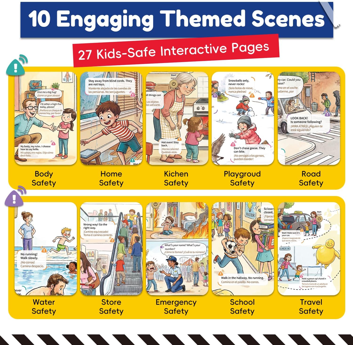 Detalle 1 de Timetome SC1448 Spanish-English Interactive Safety Sound Book, 10 Scenes