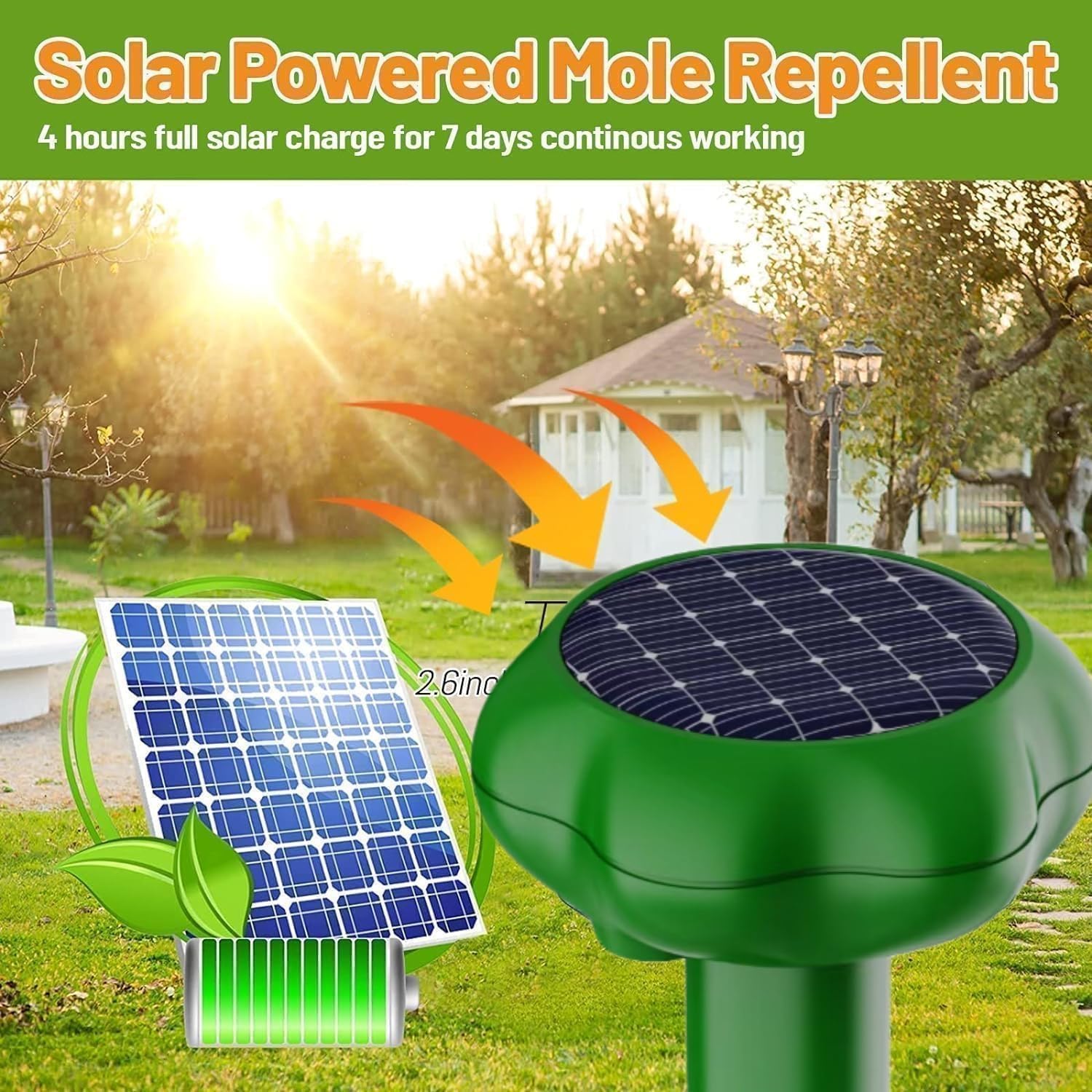 Detalle 2 de YOUKK Scaccia Ultrasuoni Solare: Repellente IP66 per giardino e fattoria
