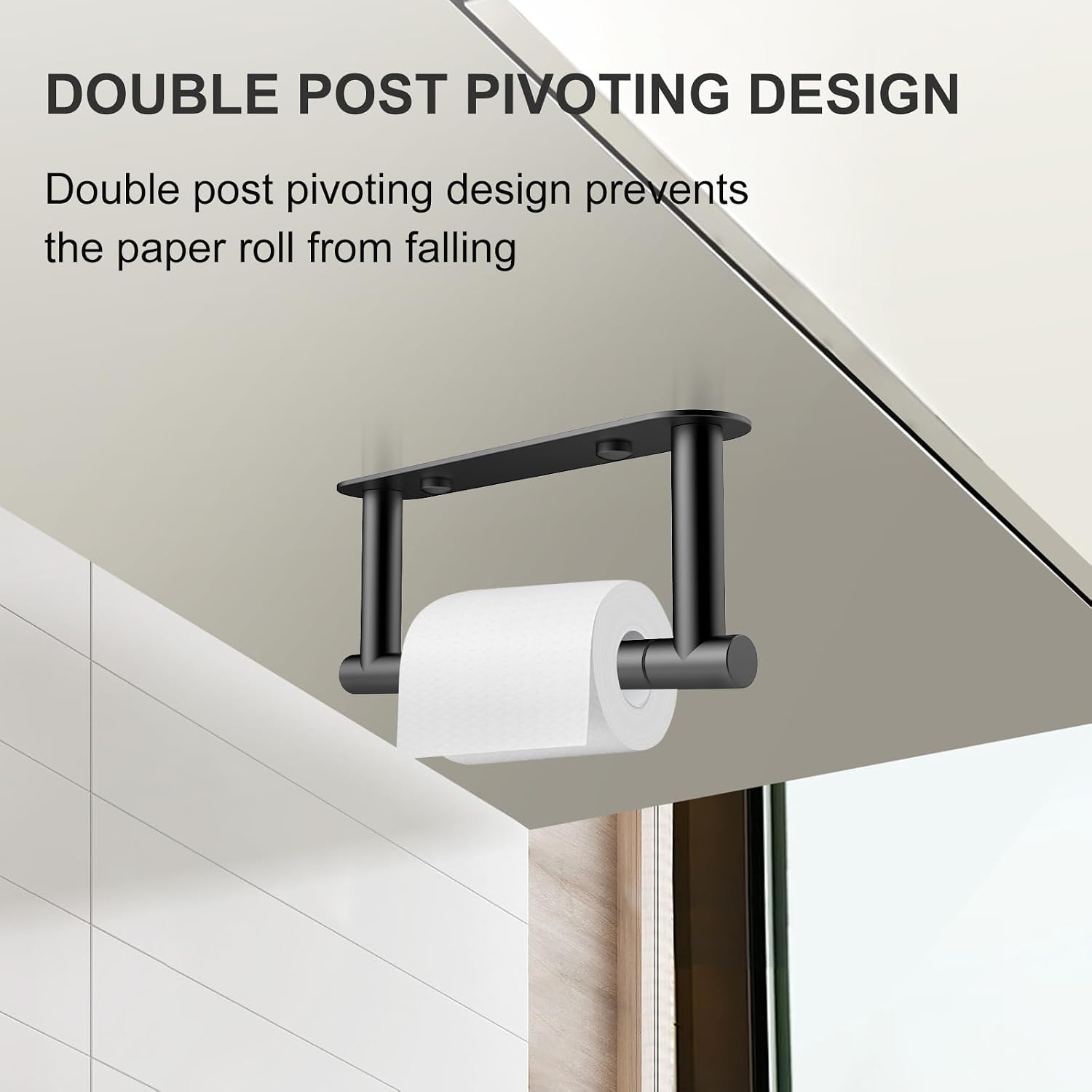 Thumbnail 4 de SetSail k093 Matte Black Stainless Steel Toilet Paper Holder, Wall Mount