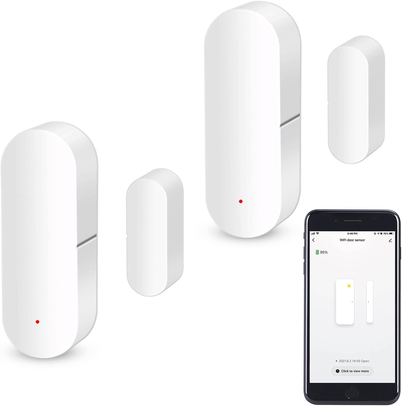 Detalle de Sensore porta WiFi per finestre e porte (2 pack) compatibile con Alexa e Google Assistant, senza hub