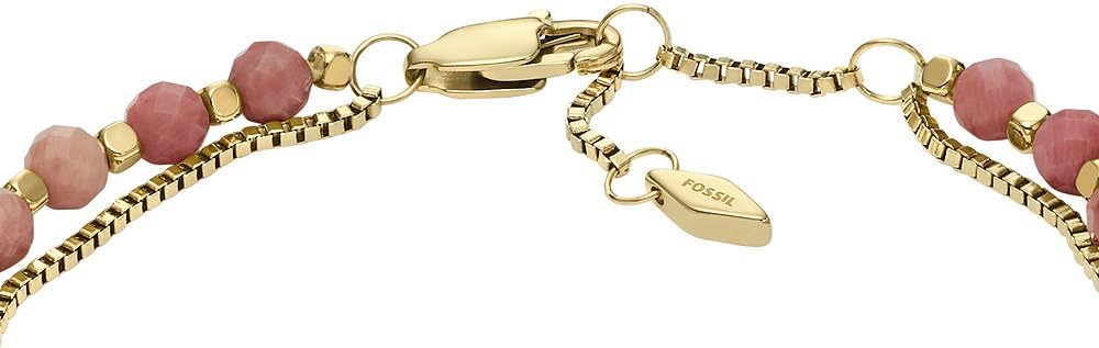 Thumbnail 2 de Fossil Damenarmband mit halbedenen Perlen und Karabinerverschluss (Edelstahl, goldfarben)