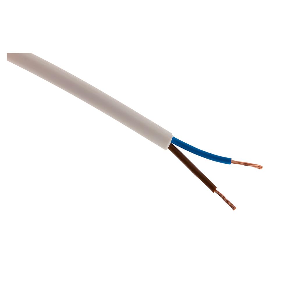 Zenitech Cavo di Alimentazione H05VV-F 2x1,5 mm² 10 m – Struttura Piatta, uso interno, PVC, Bianco