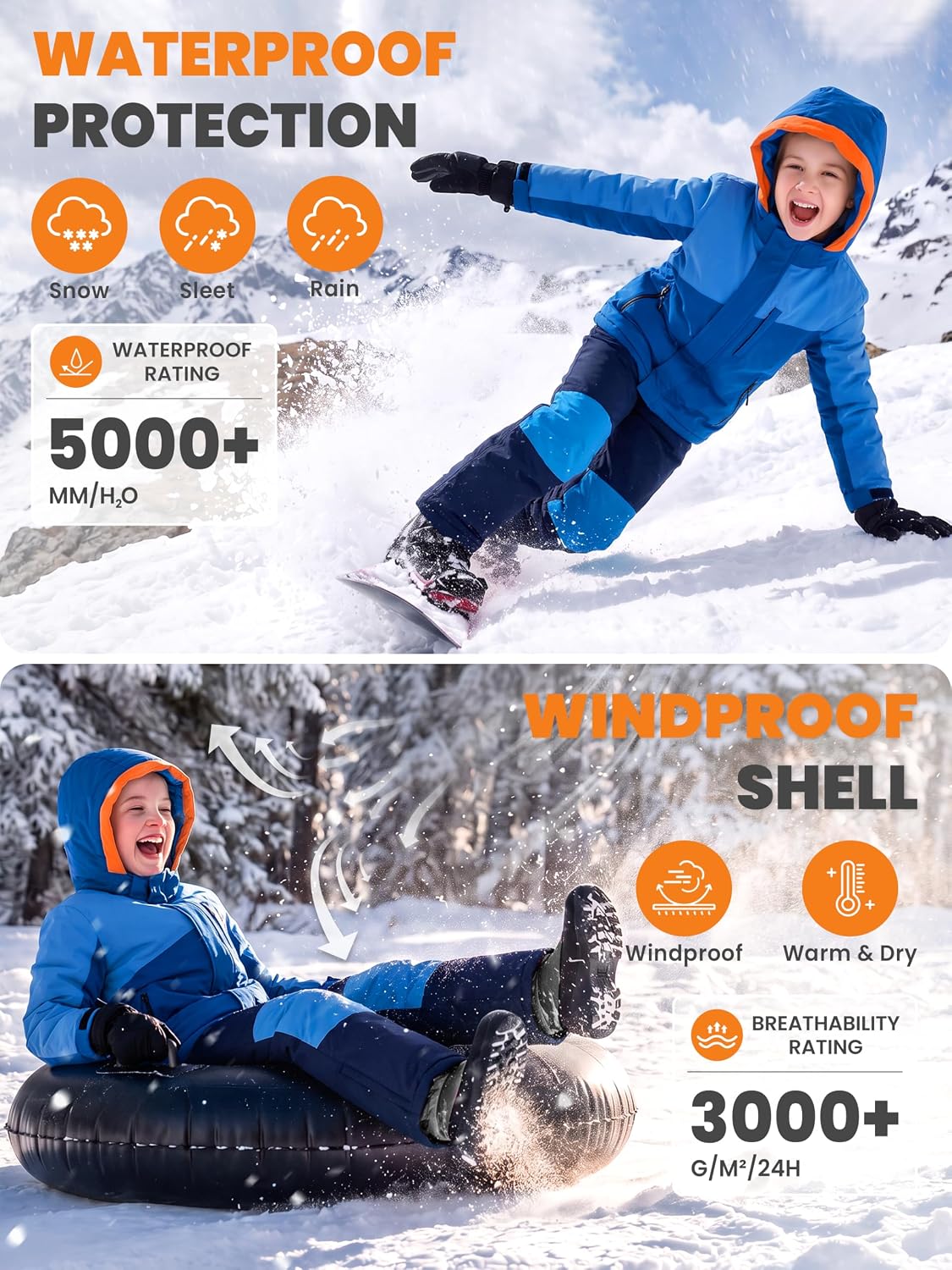 Detalle de Gogokids Two-Piece Kids’ Snowsuit, Waterproof Jacket & Bib Pants, 5–14Y