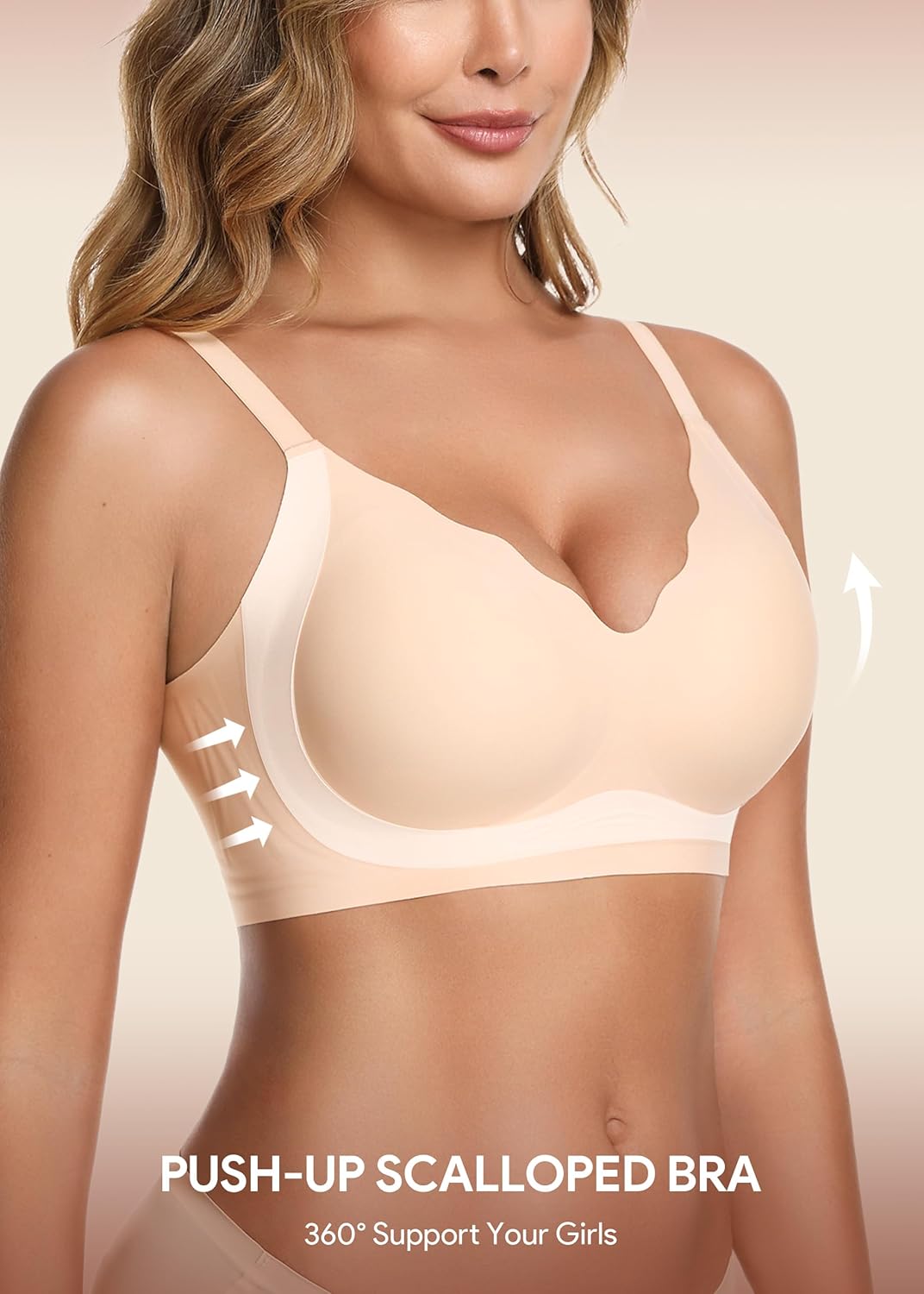 Thumbnail 2 de HBselect Jelly Bras for Women No Underwire 3PCS – Seamless Wireless Push Up with Scalloped Lift