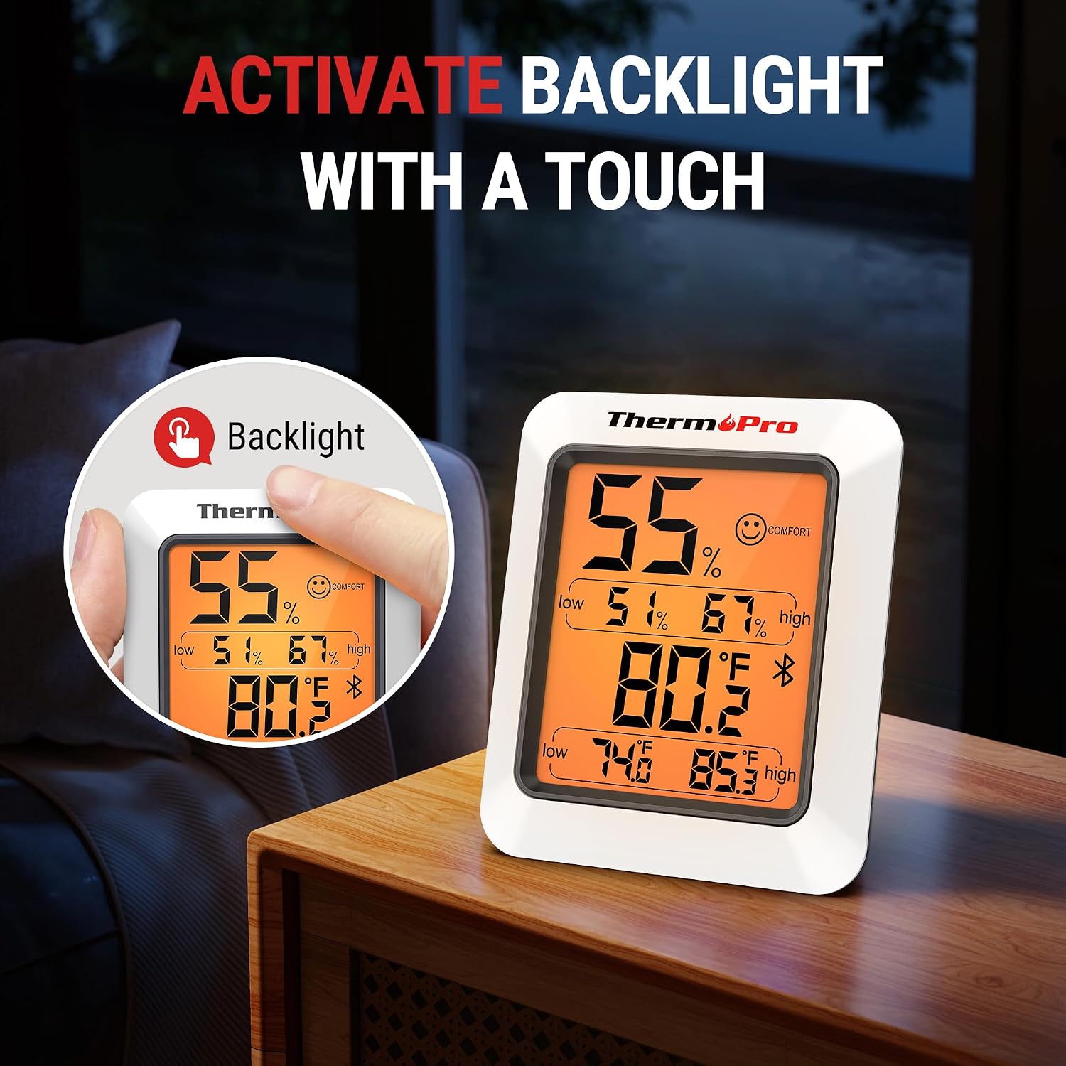Detalle 2 de ThermoPro TP350 Bluetooth Raumthermometer & Hygrometer mit App-Datenexport