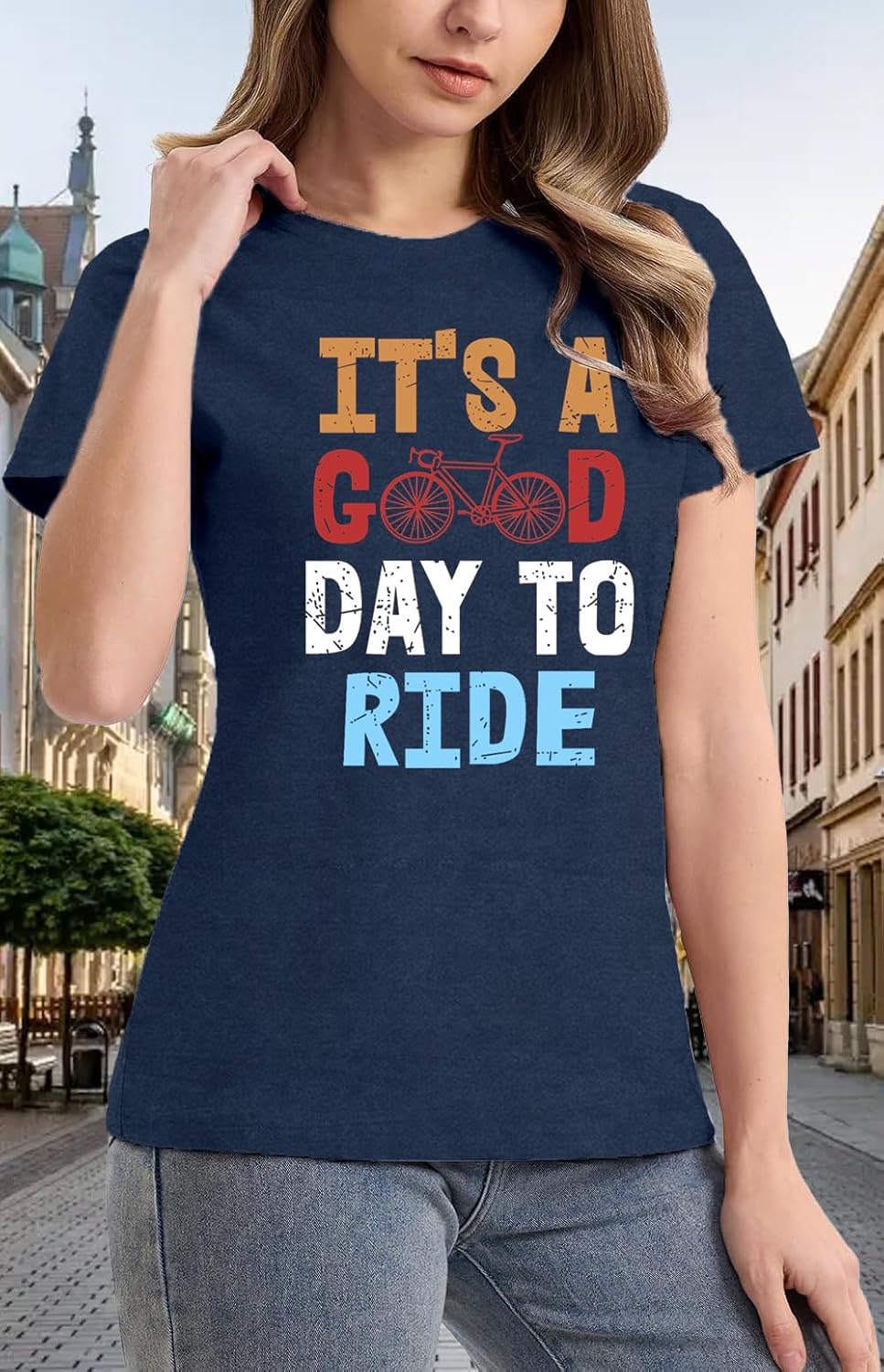 Detalle 2 de SUWATOIN Women's Bicycle Shirt – Relaxed Fit T‑Shirt for Comfortable Riding