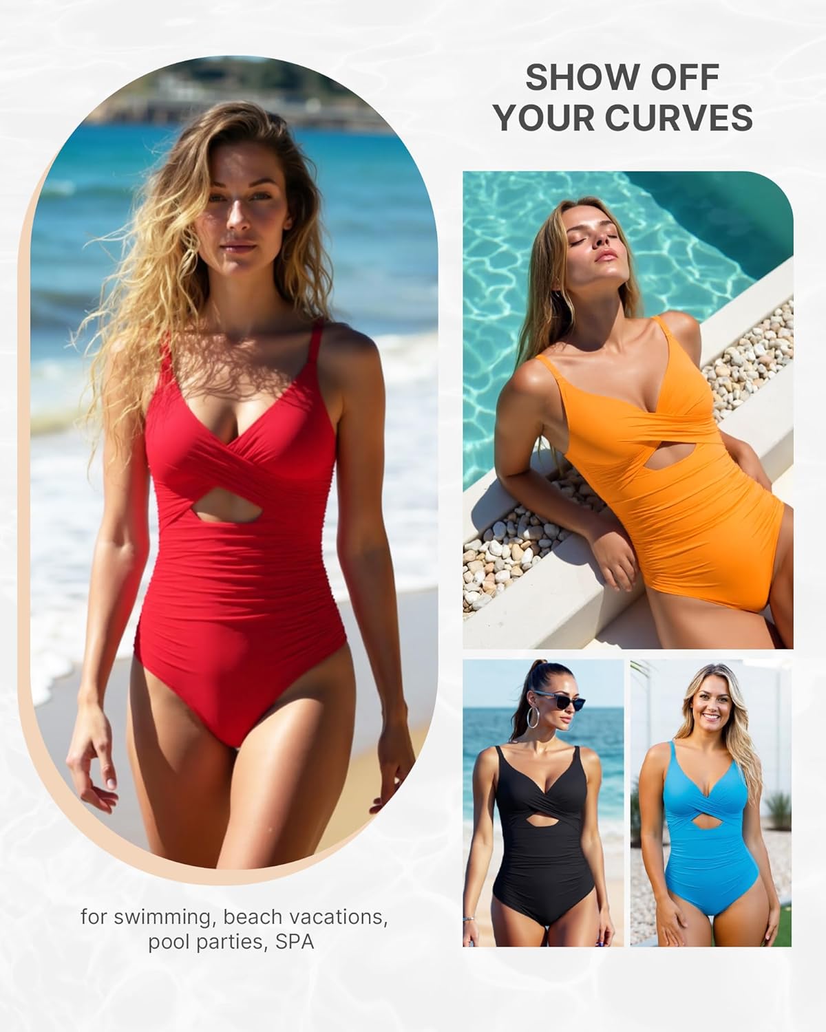 Thumbnail 1 de SHAPELLX Tummy Control V-Neck One-Piece Swimsuit with Ruched Detail