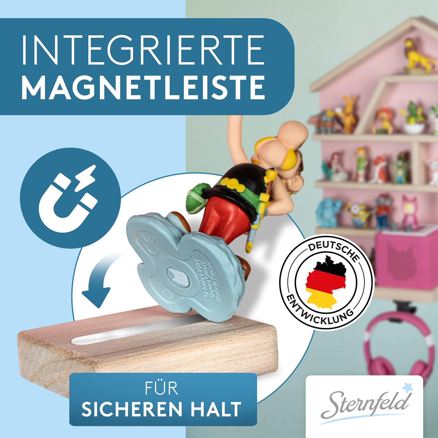 Detalle de STERNFELD STE-TO1000 Tonie Shelf with Magnetic Strip and 11 Shelves