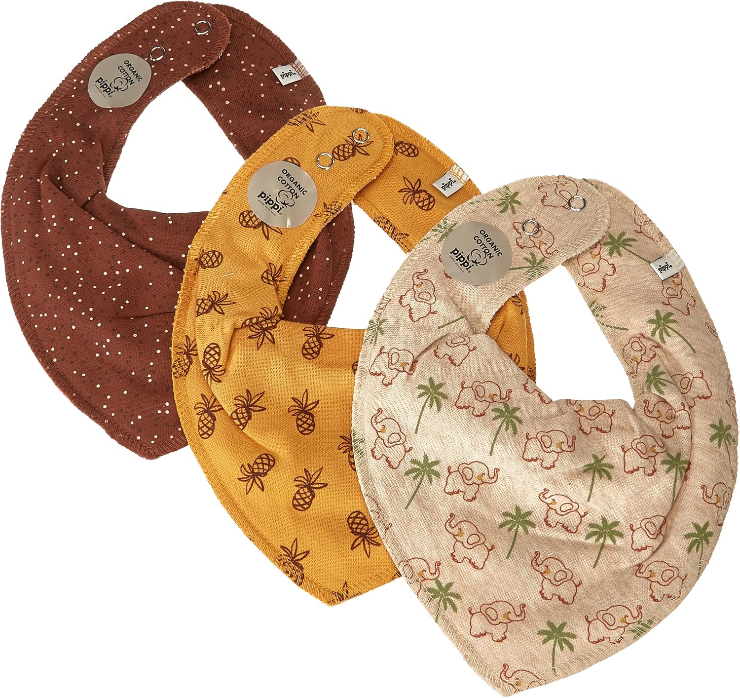 Thumbnail 4 de Pippi made with love Unisex Baby Bandana Lätzchen (3er-Pack) – Bio-Baumwolle, mit Druckknöpfen