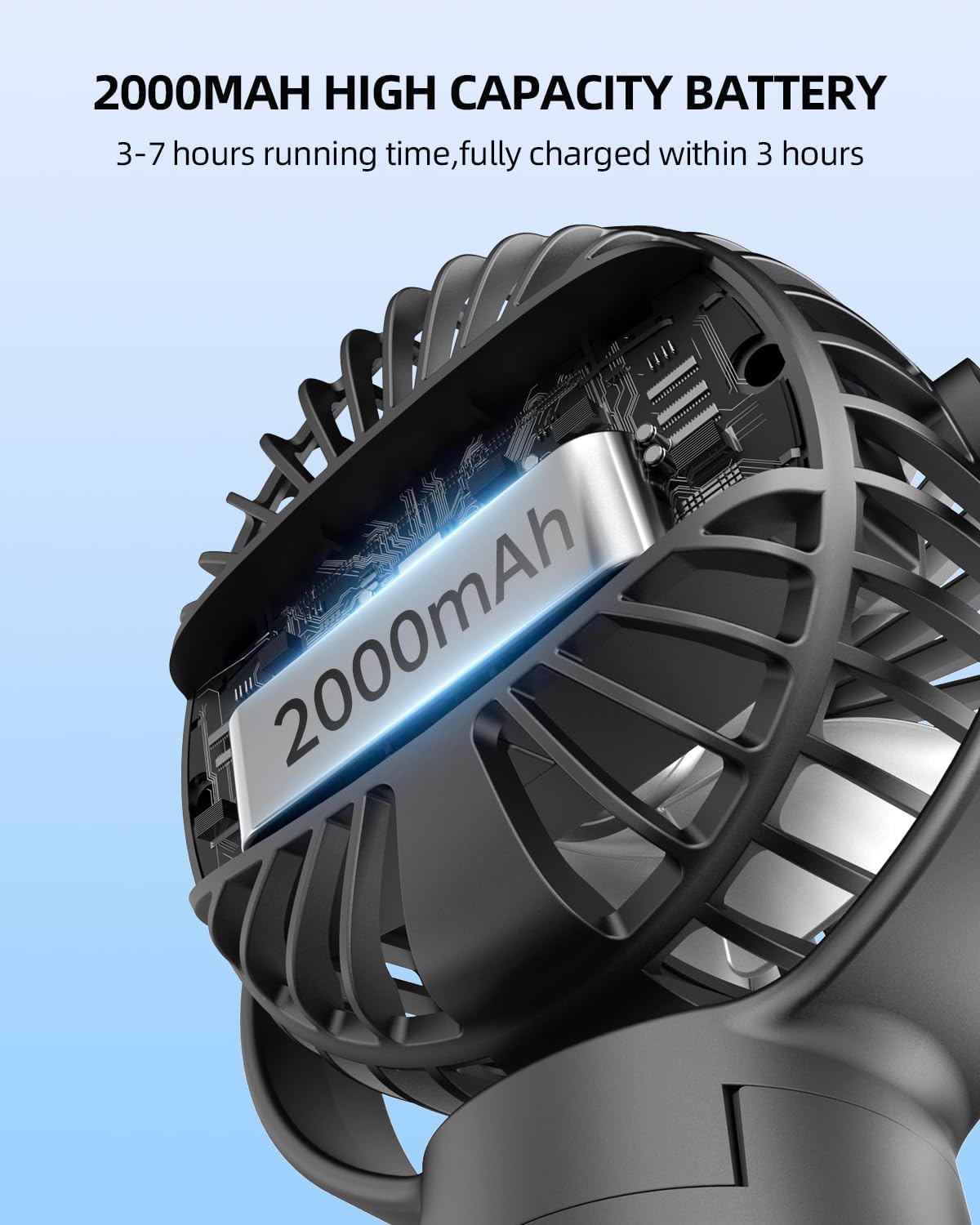 Thumbnail 2 de KIDEE Portable Pram Fan (2000mAh) with LED digital display, 3 speeds and 360° rotation