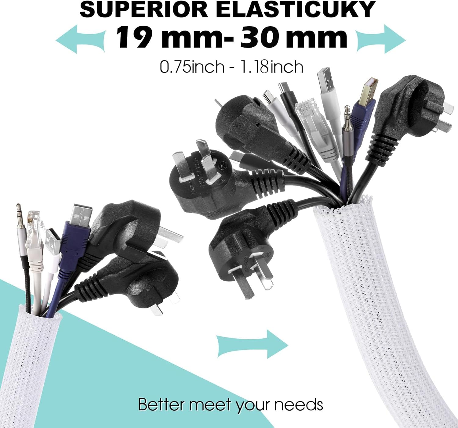 Detalle de AGPTEK Manchon de câble 1.5 m