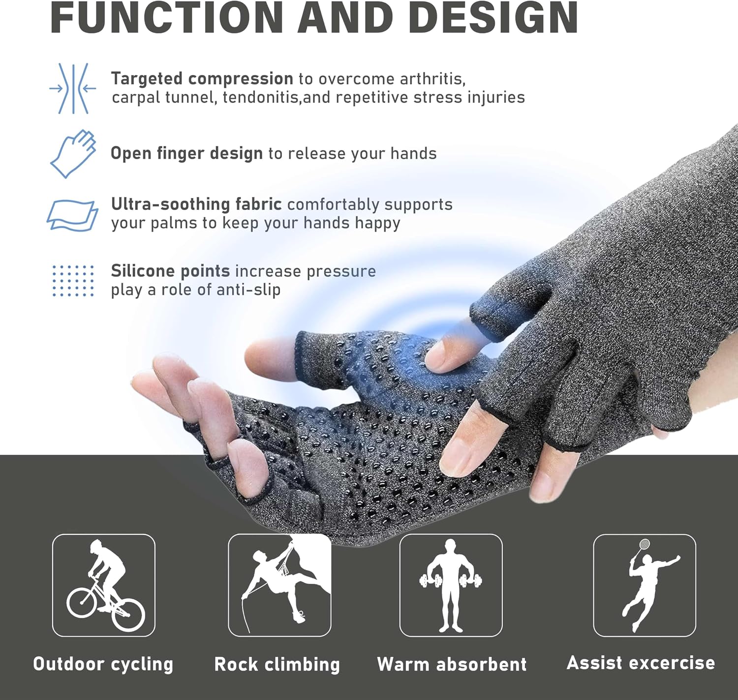 Detalle 2 de LXMY 2 Pairs Arthritis Compression Gloves 2-pack