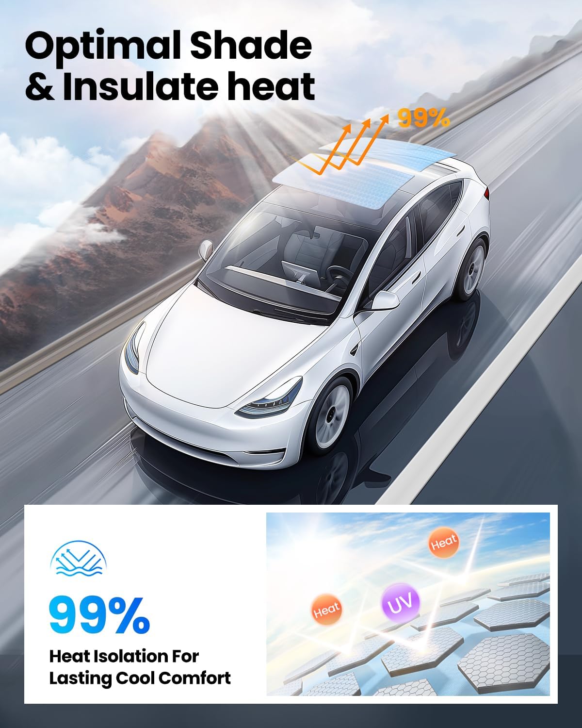 Detalle de REEVAA 2025 Upgrade Tesla Model 3 Sunshade Roof for Model 3