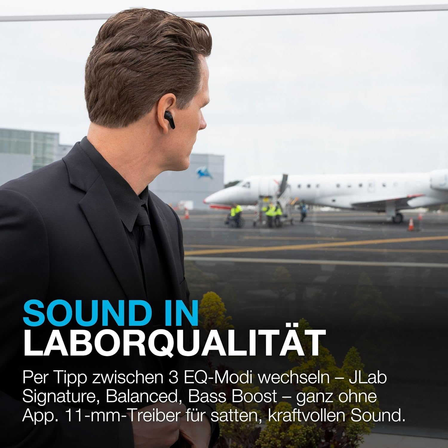 Thumbnail 2 de JLab JBuds Pods ANC In-Ear Bluetooth-Kopfhörer mit Hybrid-Noise-Cancelling, Multipoint & IP55 (Schwarz)