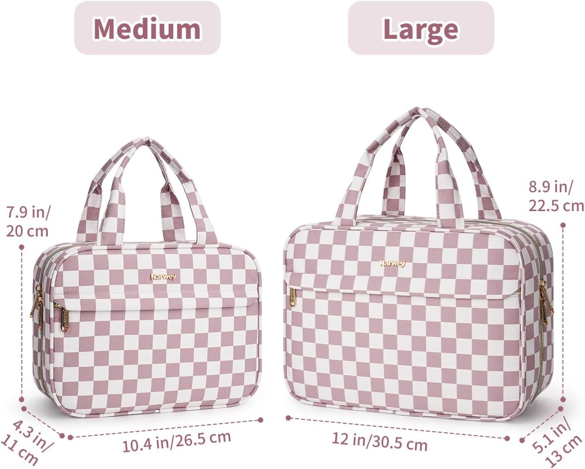Thumbnail 6 de Narwey Hanging Toiletry Bag (Dusty Pink Checkerboard-M) – Large