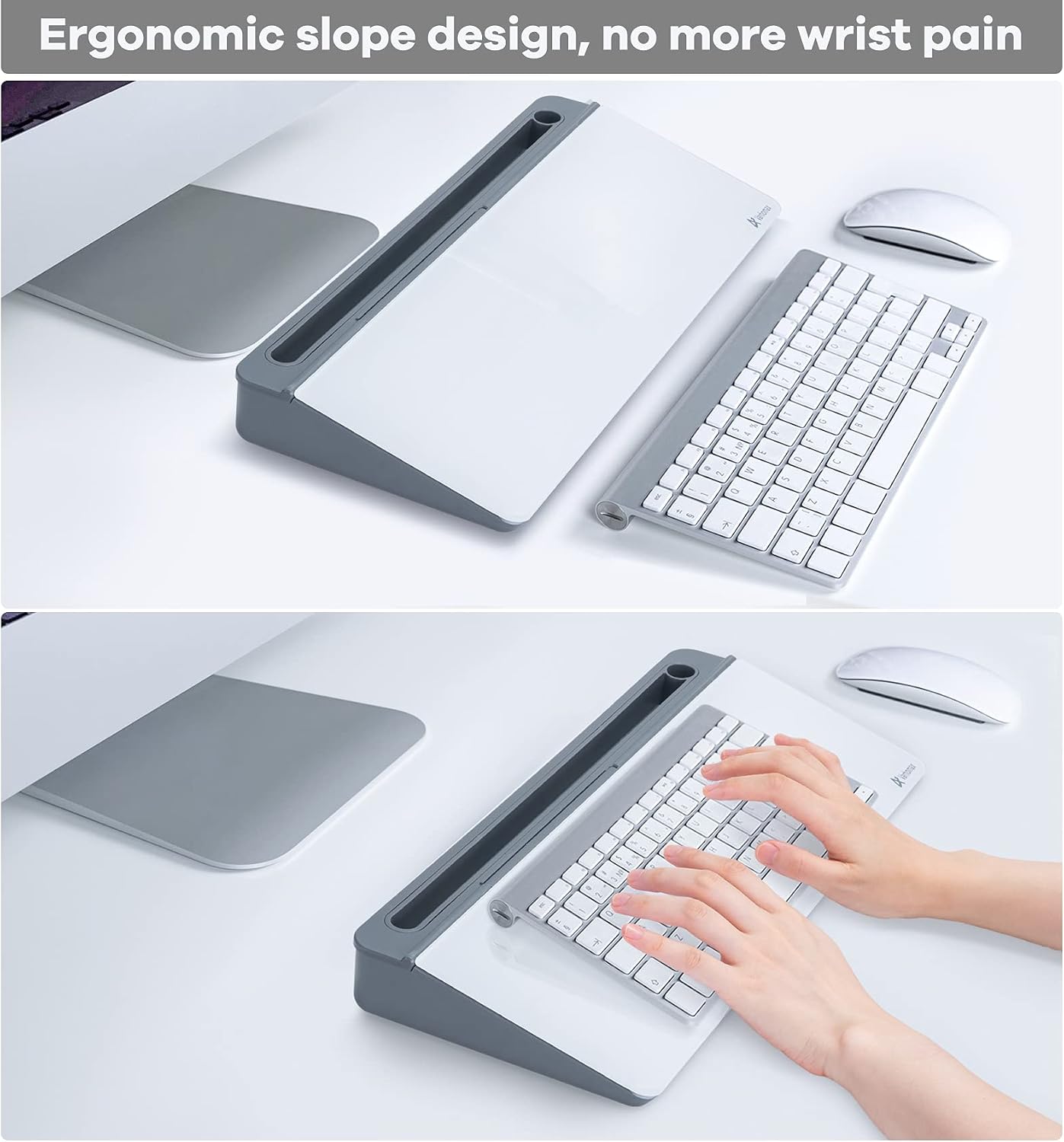 Detalle 2 de Varhomax Desktop Glass Whiteboard with Storage Caddy, Gray