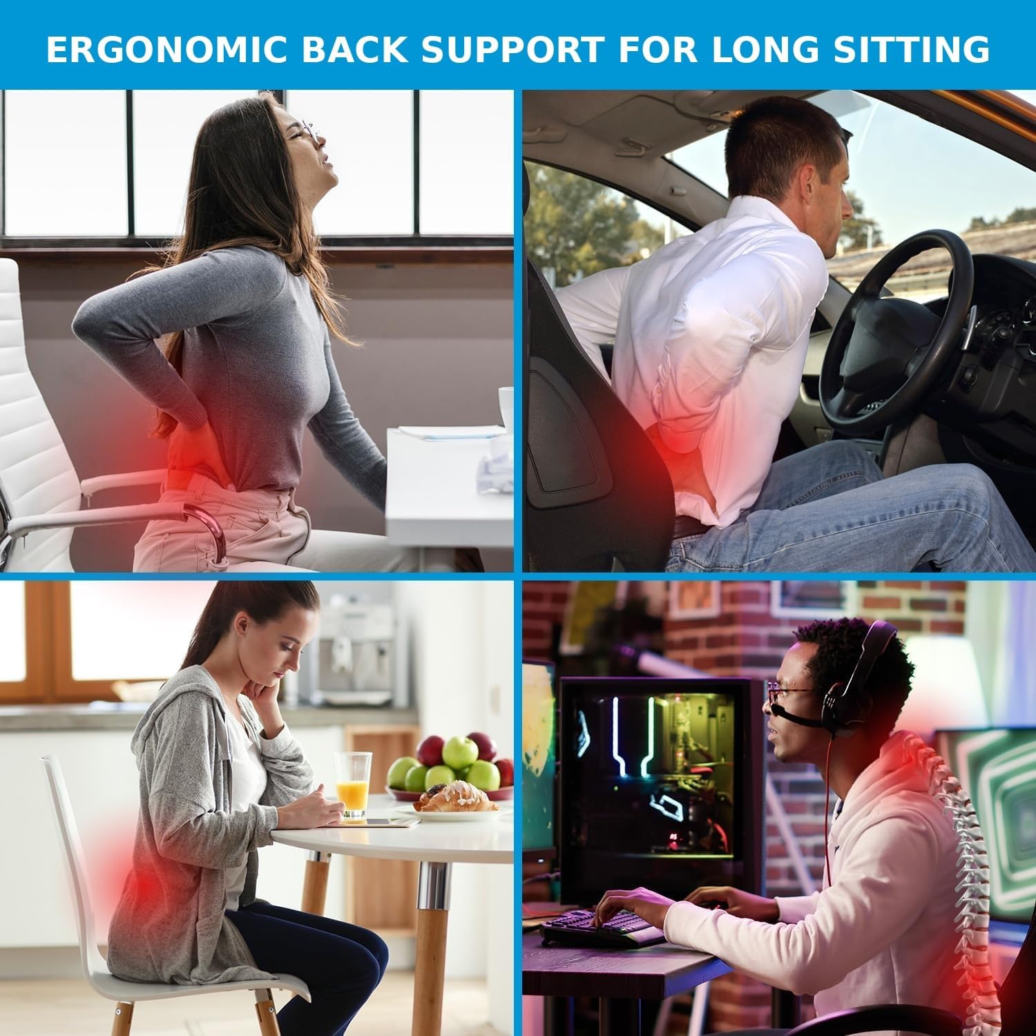 Detalle 2 de QUTOOL Lumbar Support Pillow 1 for Office Chair 💺