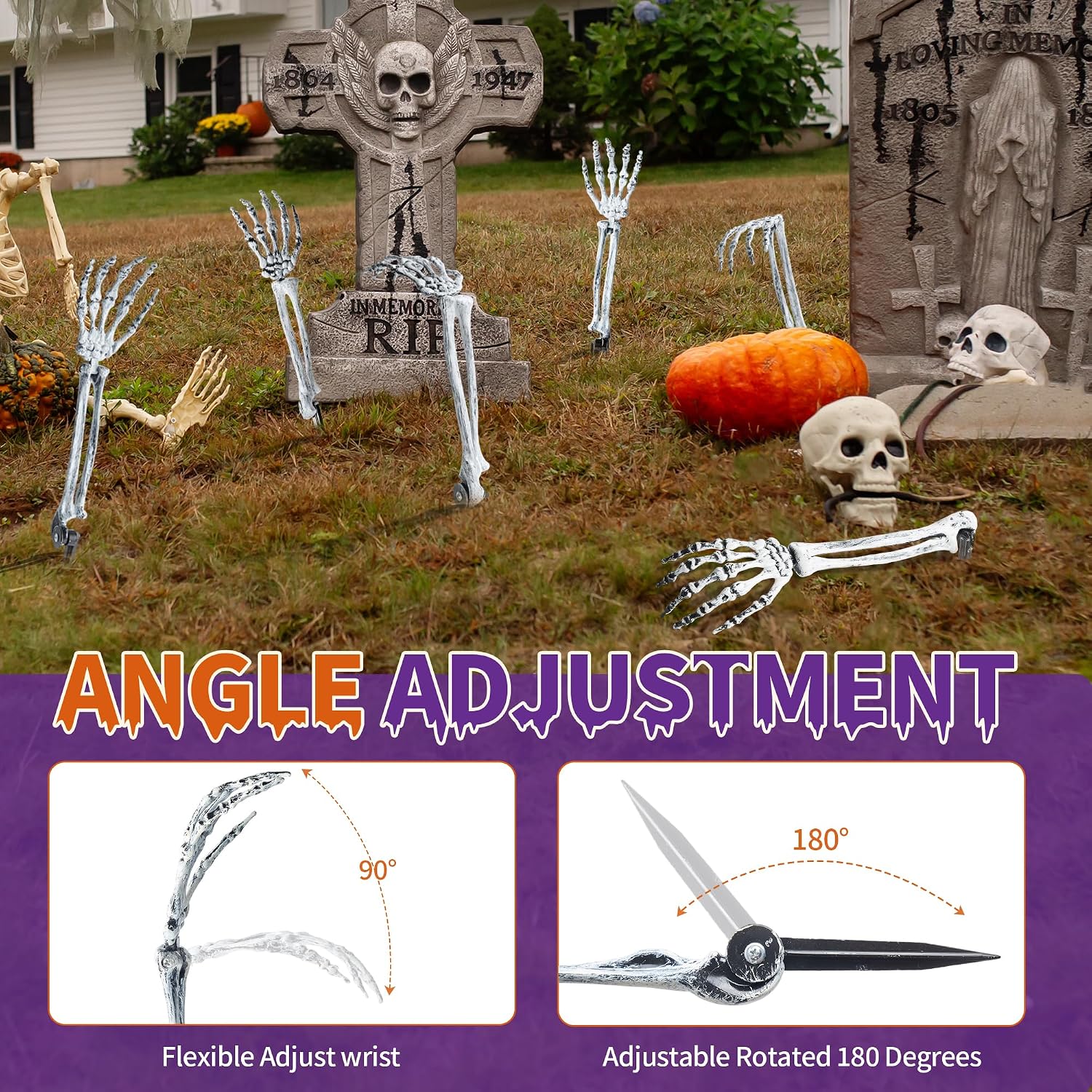 Detalle 2 de Dusk&Decorum Model 45 Skeleton Hand Stakes, 12-Pack, Poseable