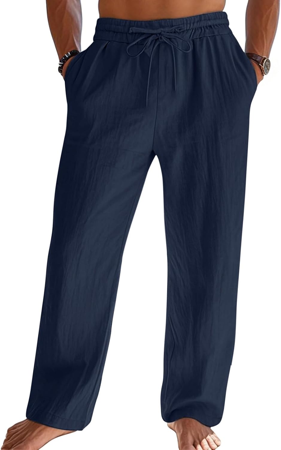 Thumbnail 6 de Litthing Leinenhose Herren – leichte Sommerhose mit Kordelzug, Baumwoll-Leinen-Mischung