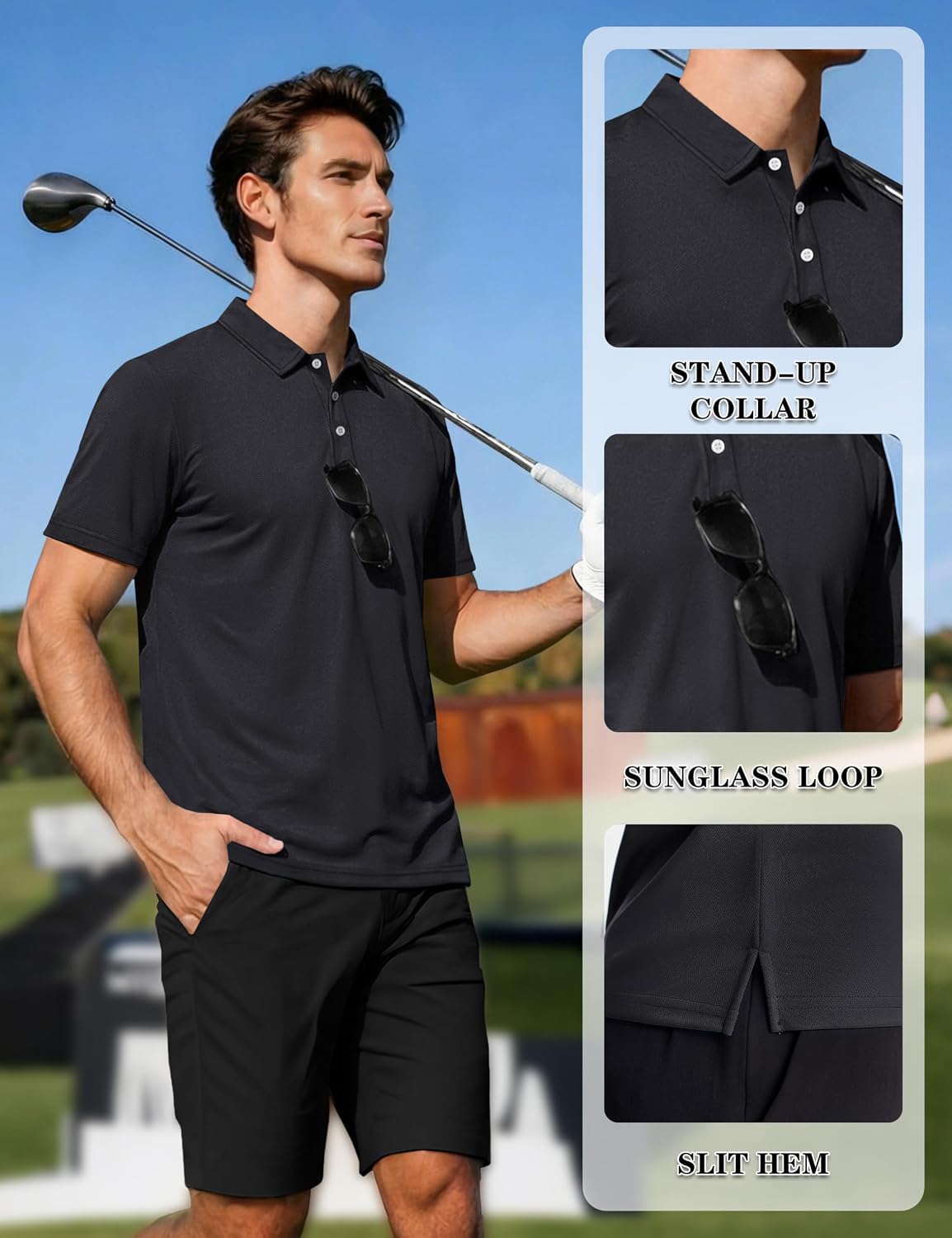 Detalle de TACVASEN men’s short sleeve polo shirt for golf, work and outdoor sports