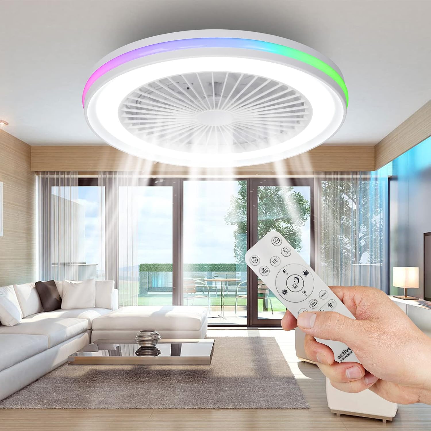 Detalle de activeallbrite Ventilador de Techo con Luz y Control Remoto
