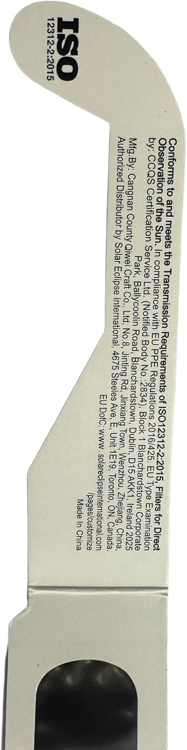Detalle de VOLTNGO Lot de 2 lunettes d’éclipse solaire certifiées ISO 12312-2 et CE – Observation sûre du 12 août 2026