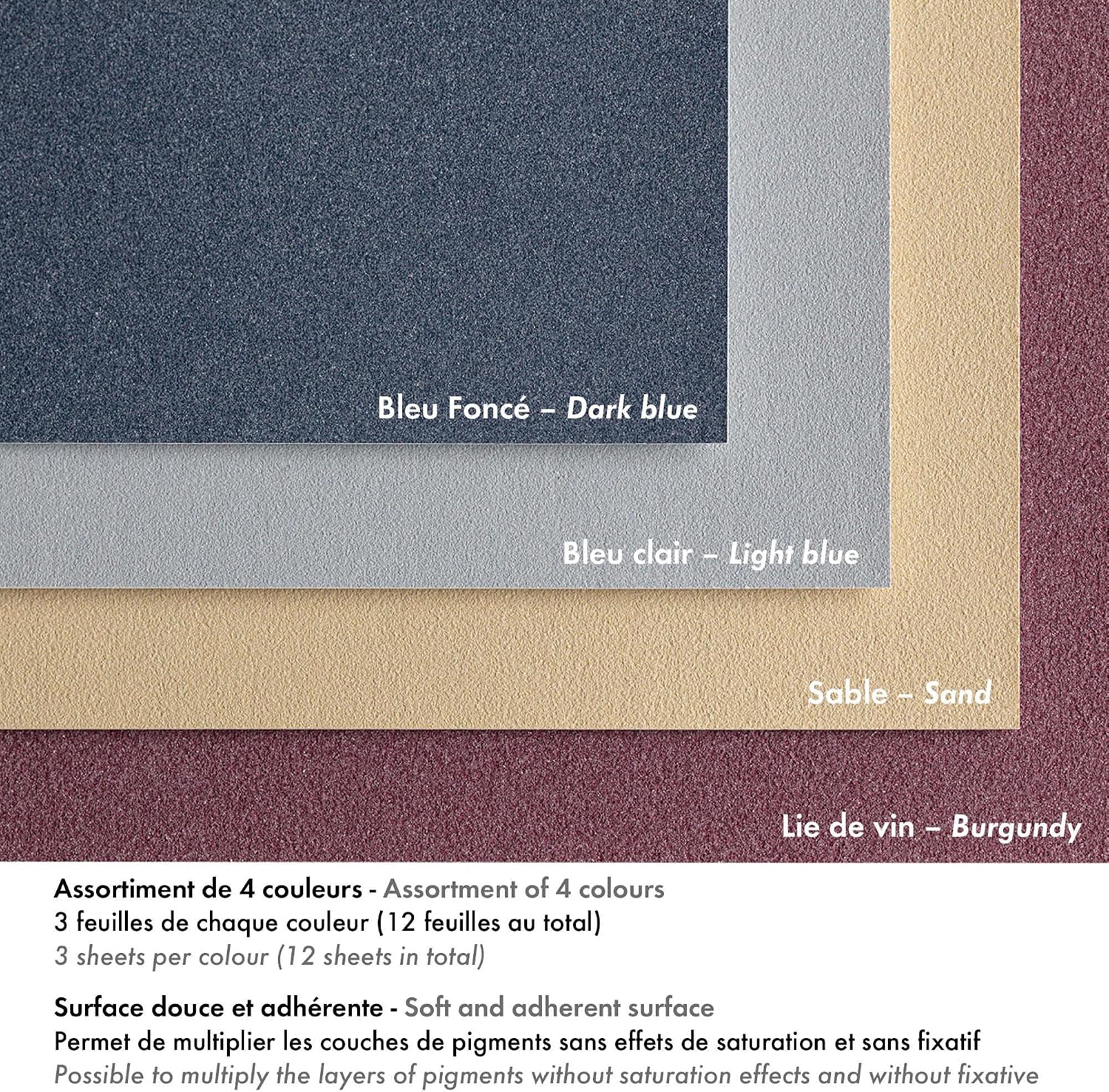 Detalle de Clairefontaine Pastelmat Pastel Card Pad No.4 (12 Sheets) 360gsm, 24 x 30cm – Assorted Colours