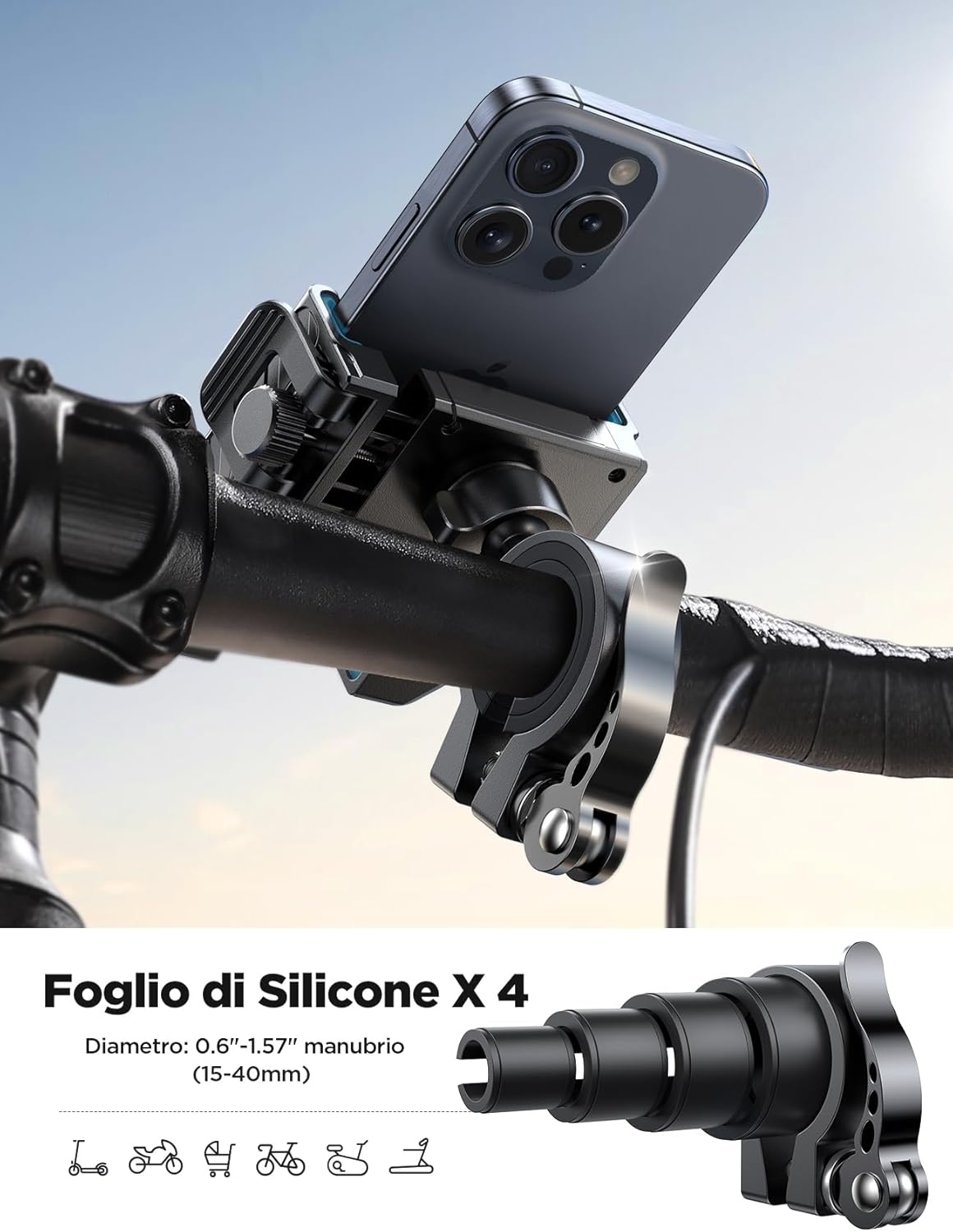 Thumbnail 5 de JOYROOM 2026 porta cellulare moto con supporto bici antiscivolo e antivibrante, rilascio rapido, universale 4,7–7,0”