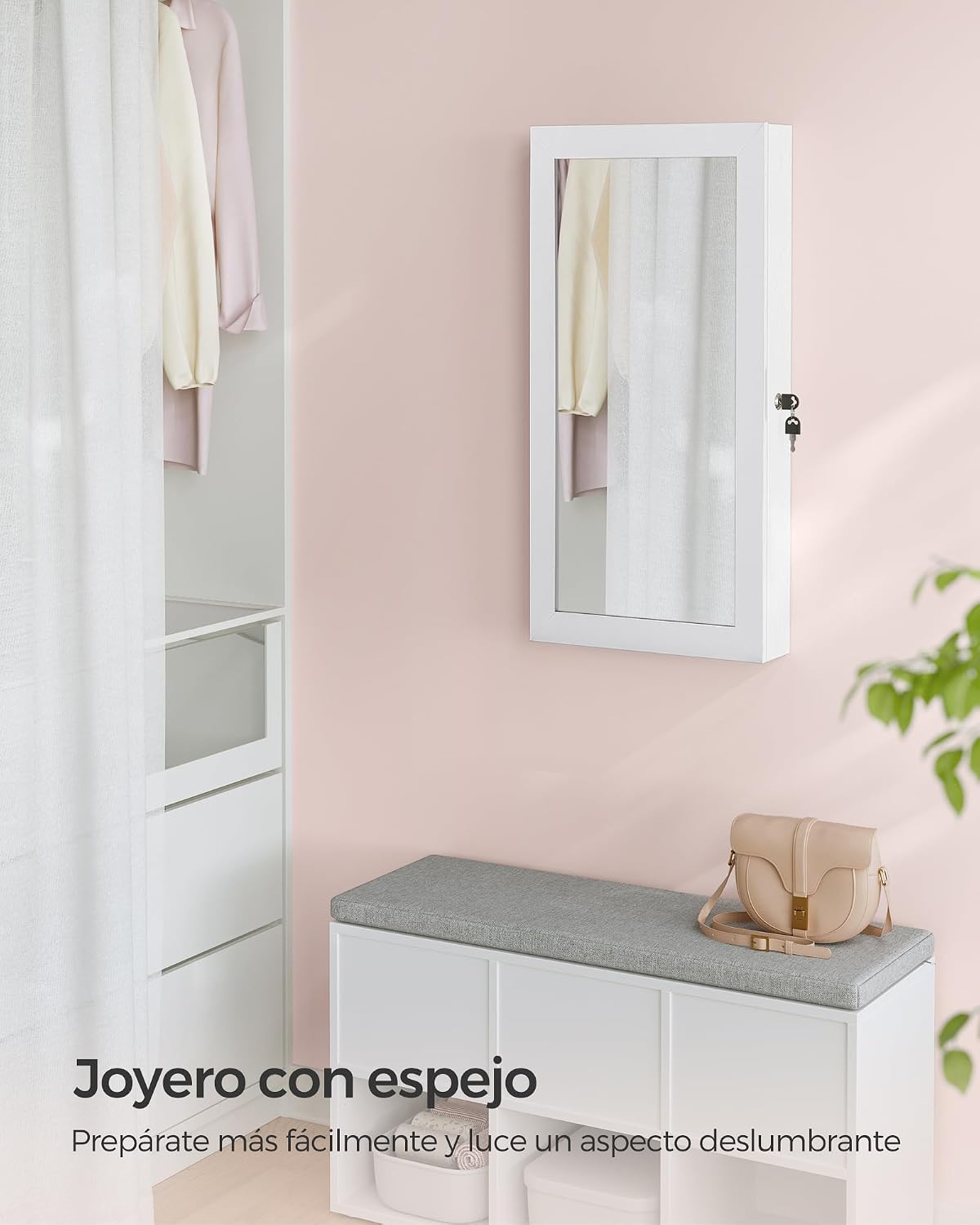 Thumbnail 1 de SONGMICS armario joyero de pared 10x37x67