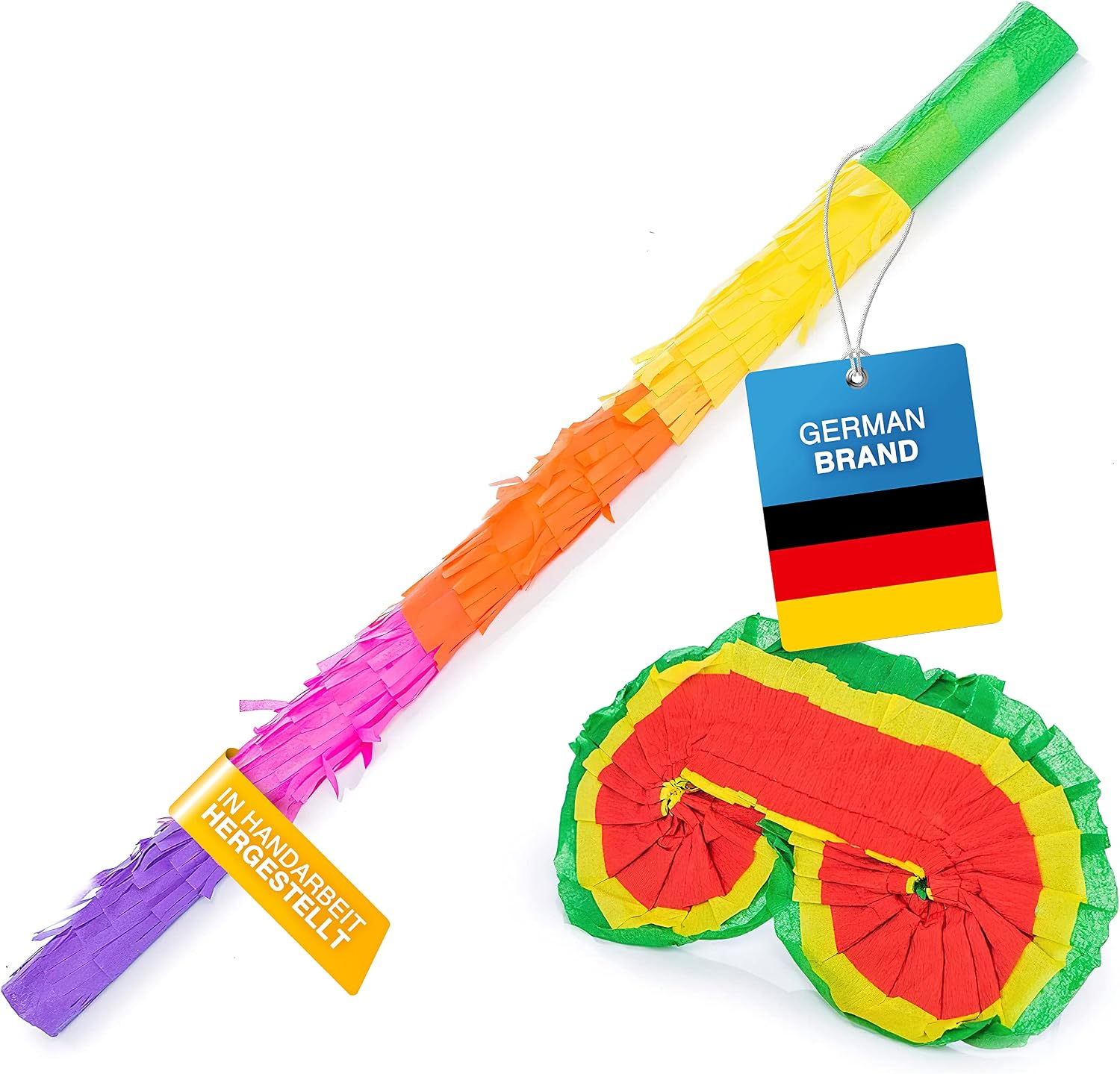 Thumbnail 6 de GOODS+GADGETS® piñataset med ögonmask, käpp och färgglatt silkespapper