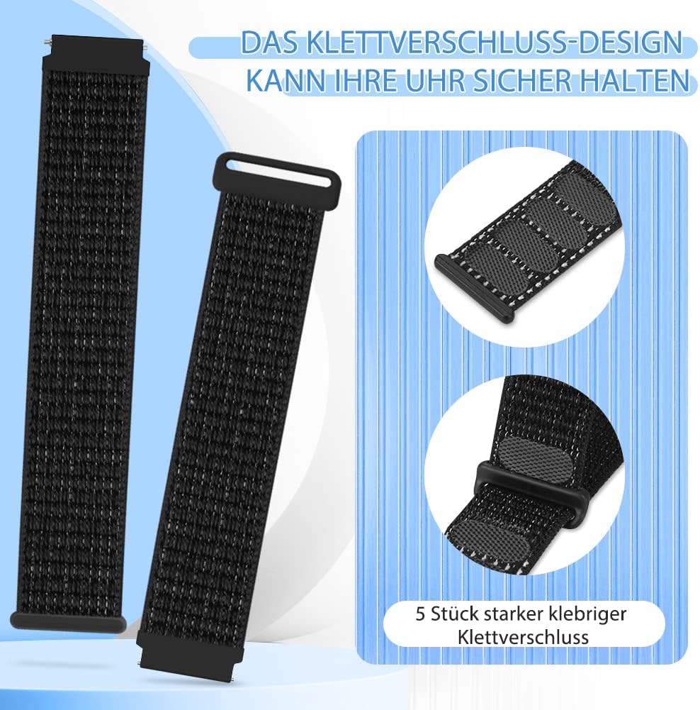 Thumbnail 4 de TumpCez Nylon-Uhrenarmbänder 16–22 mm mit Schnellverschluss – atmungsaktives Ersatzband-Set (3 Stück)